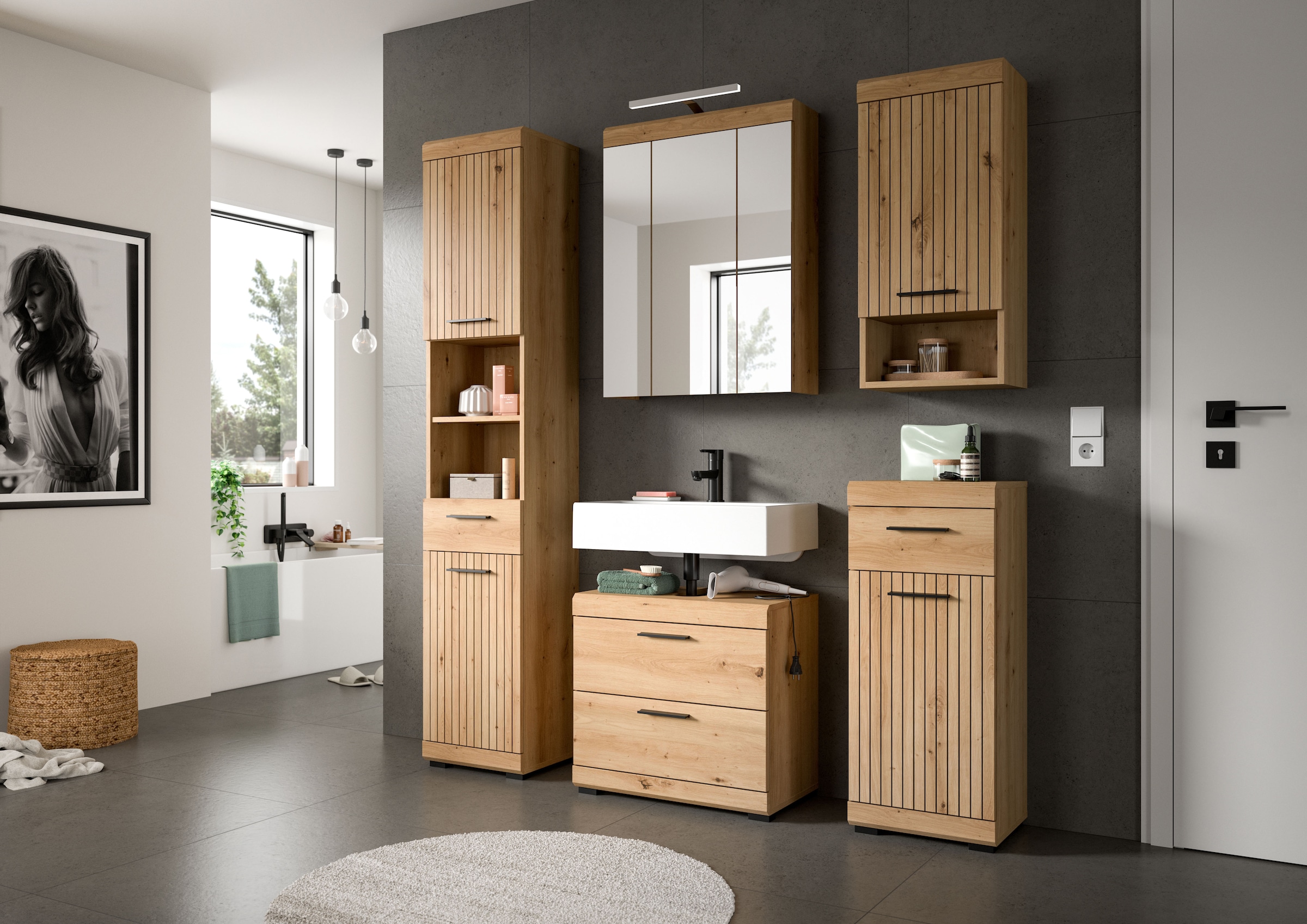 welltime Ensemble de meubles de salle de bain »SIENA, 2 teilig, inklusive LED Beleuchtung, bestehend aus:« Ensemble, BEST-SELLER !, 2 cuis tlg.