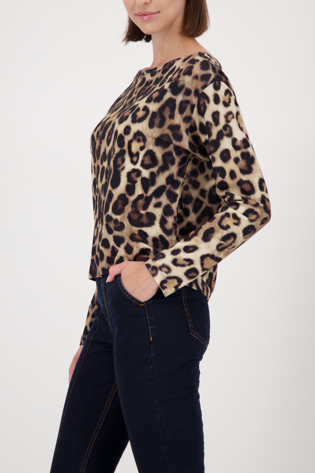 Monari Langarmshirt »Shirt Leodruck Allover« Regular fit mit U-Boot-Ausschnitt