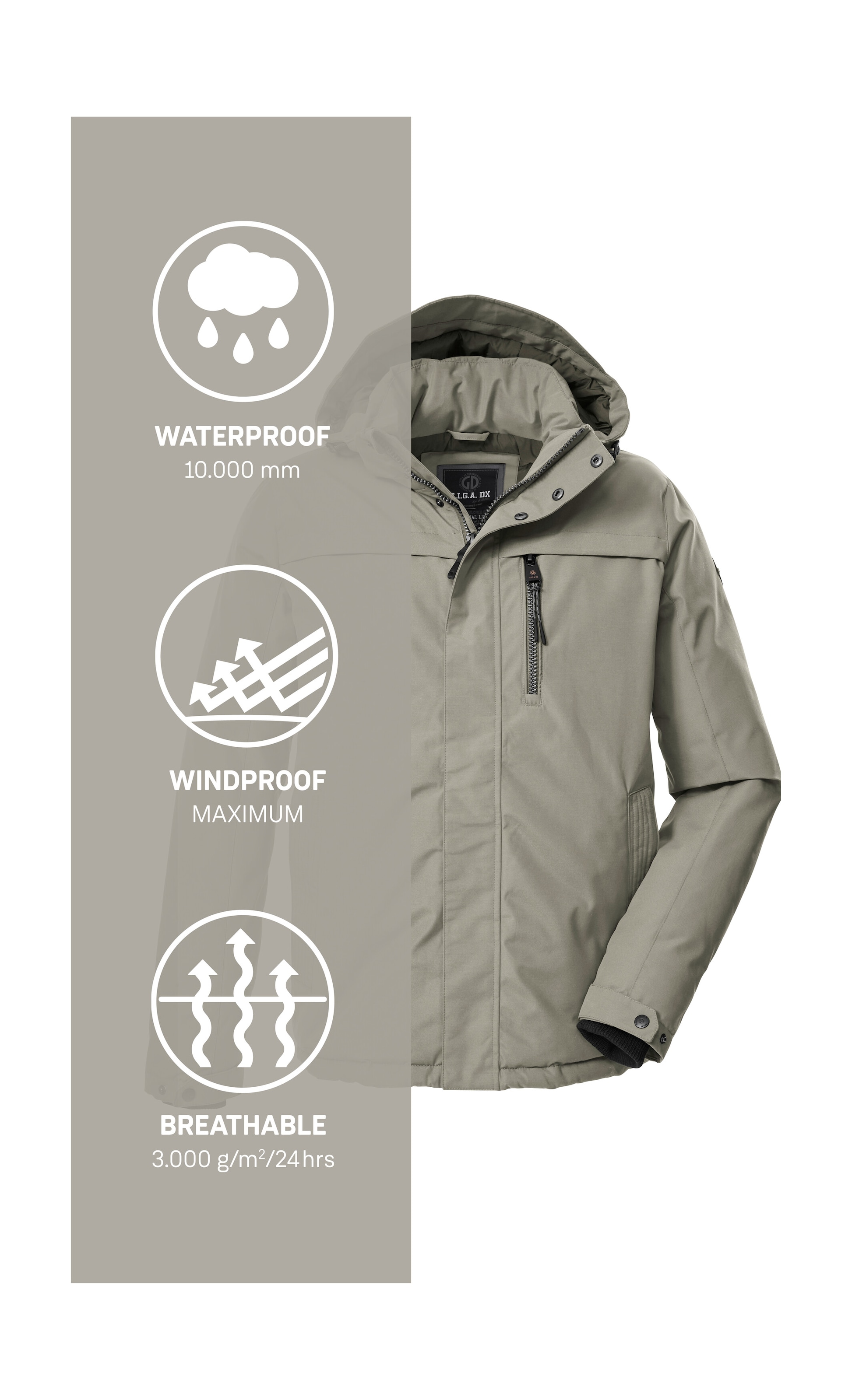 G.I.G.A. DX by killtec Funktionsjacke »GW 39 MN JCKT« Wasserdichte, atmungsaktive Winterjacke mit verstellbarer Kapuze