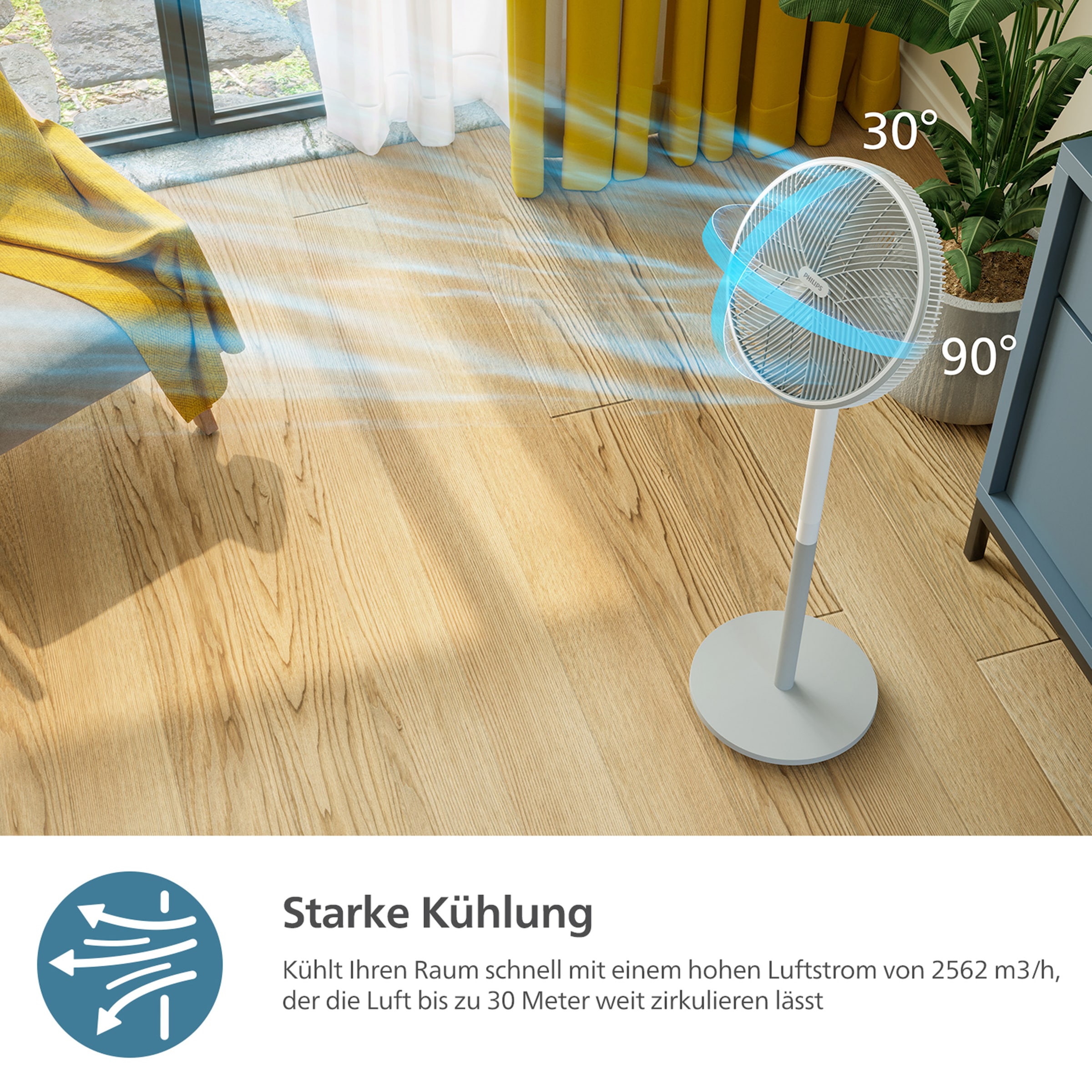 Philips Standventilator »CX2550/00 Serie 2000, mit extrem leiser SilentWings-Technologie, 19 dB« 2-in-1-Tisch- & Standventilator, neig- & drehbar, elegantes Design