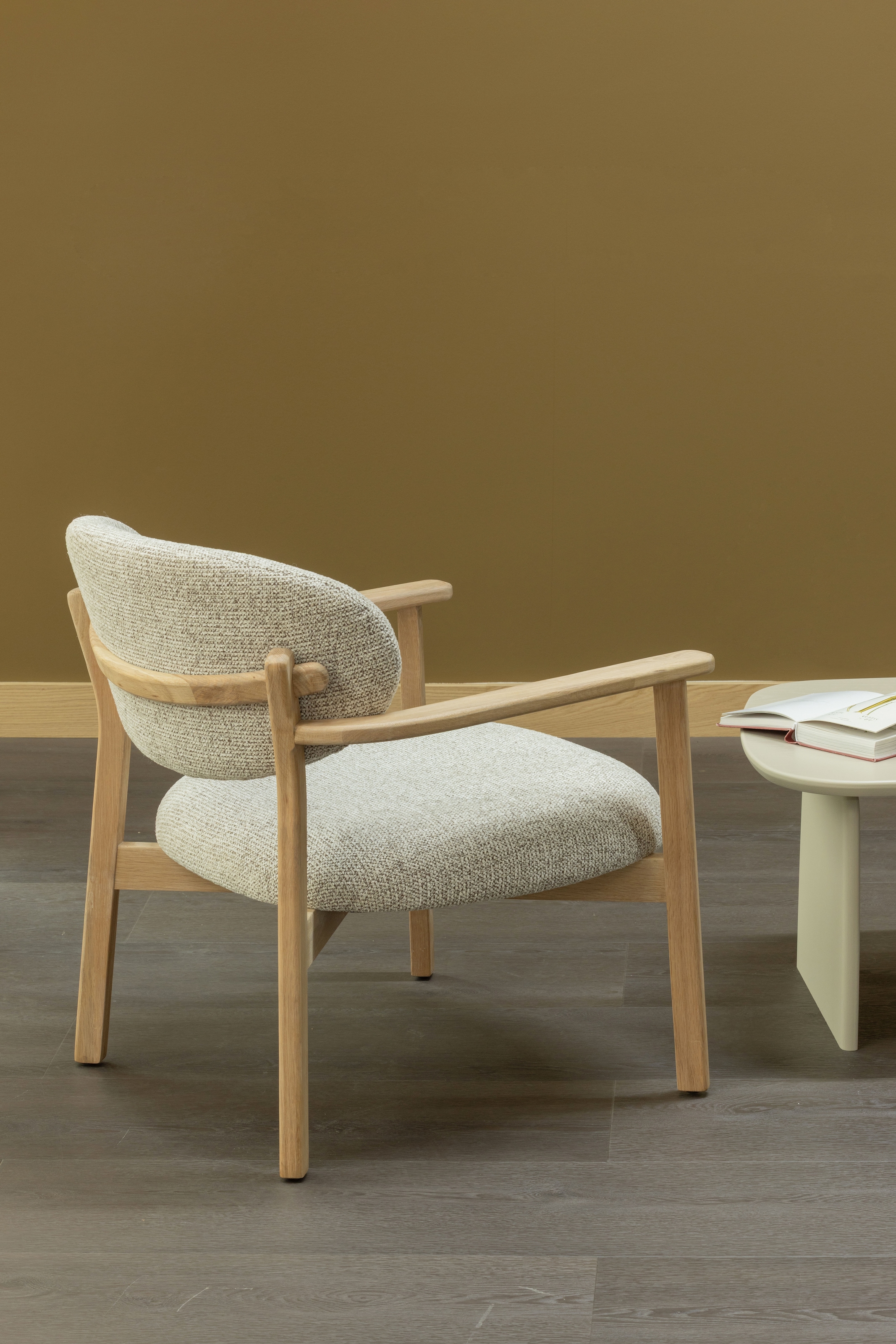 WOOOD Fauteuil lounge »Udar mit Eichenholzgestell und More-Melange-Bezug, B68 x T75 x H76 cm« très haute résistance à l'usure, accoudoirs intégrés, capacité de charge 120 kg