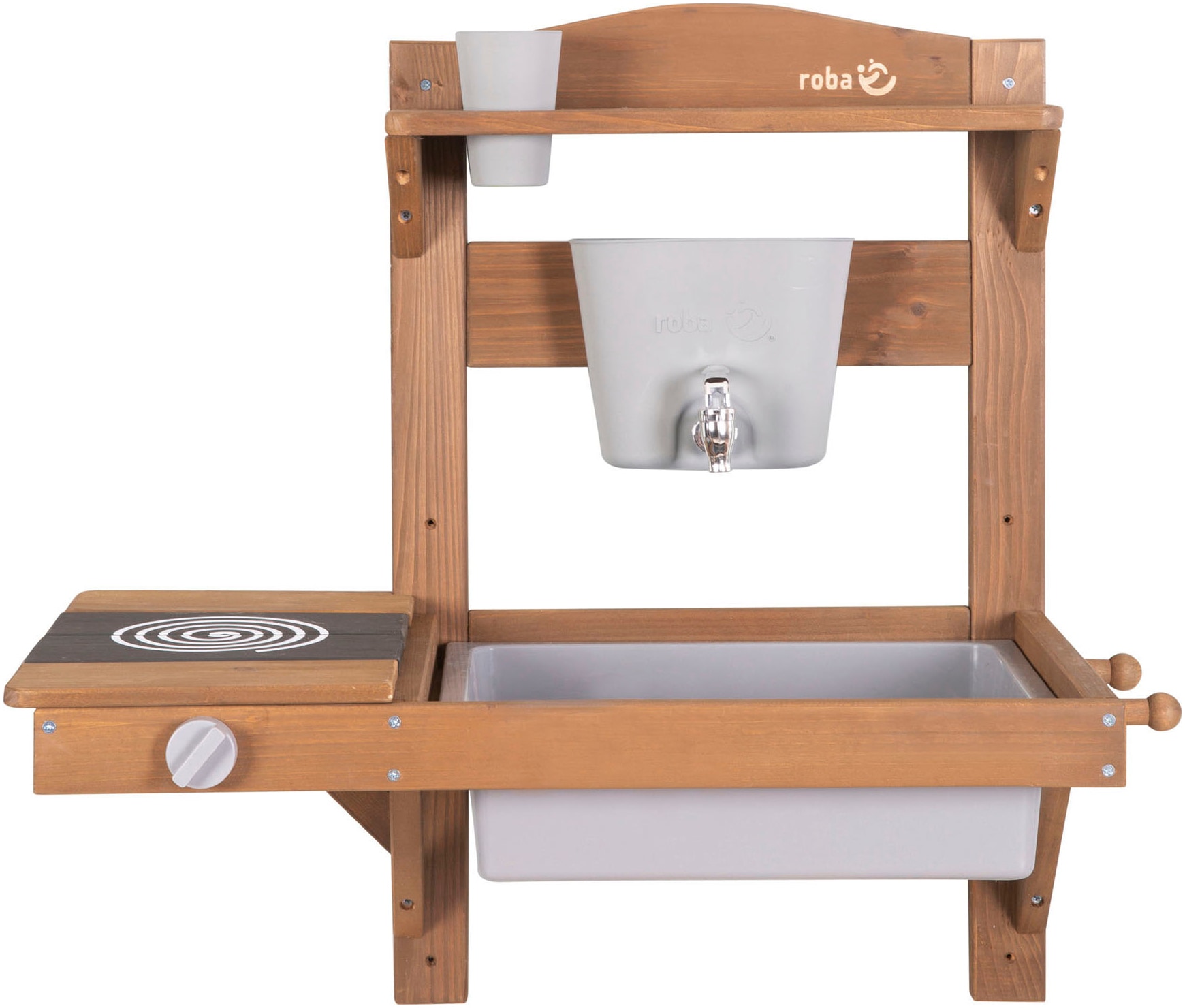 roba® Outdoor-Spielküche »Matschküche zum Hängen, teakholzfarben lasiert, aus Holz« FSC® - schützt Wald