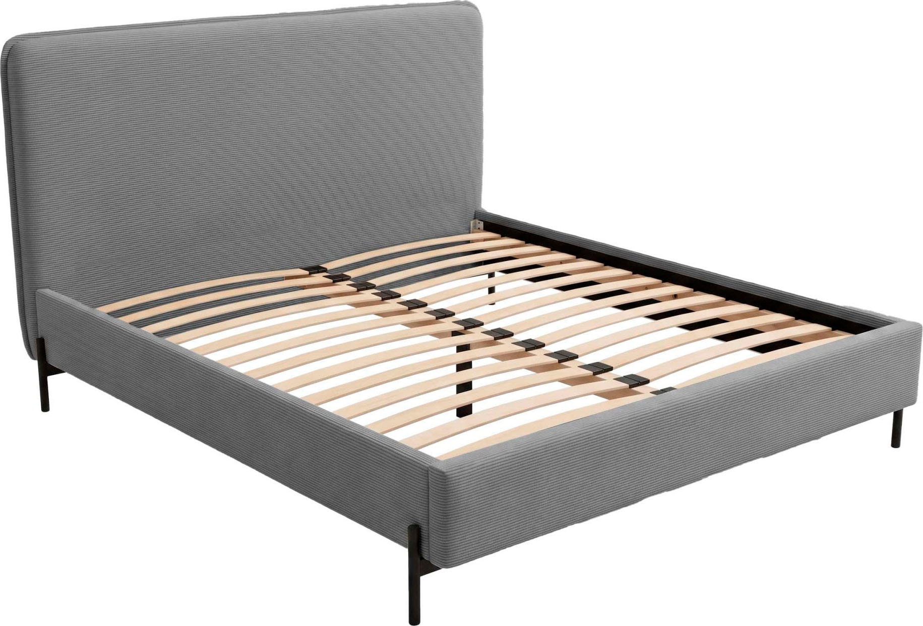 Home affaire Lit rembourré »LAVOISIER Bettgestell mit Lattenrost, Breite 140/160/180/200 cm, Cord« lit à cadre avec tête de lit, sans matelas ni surmatelas