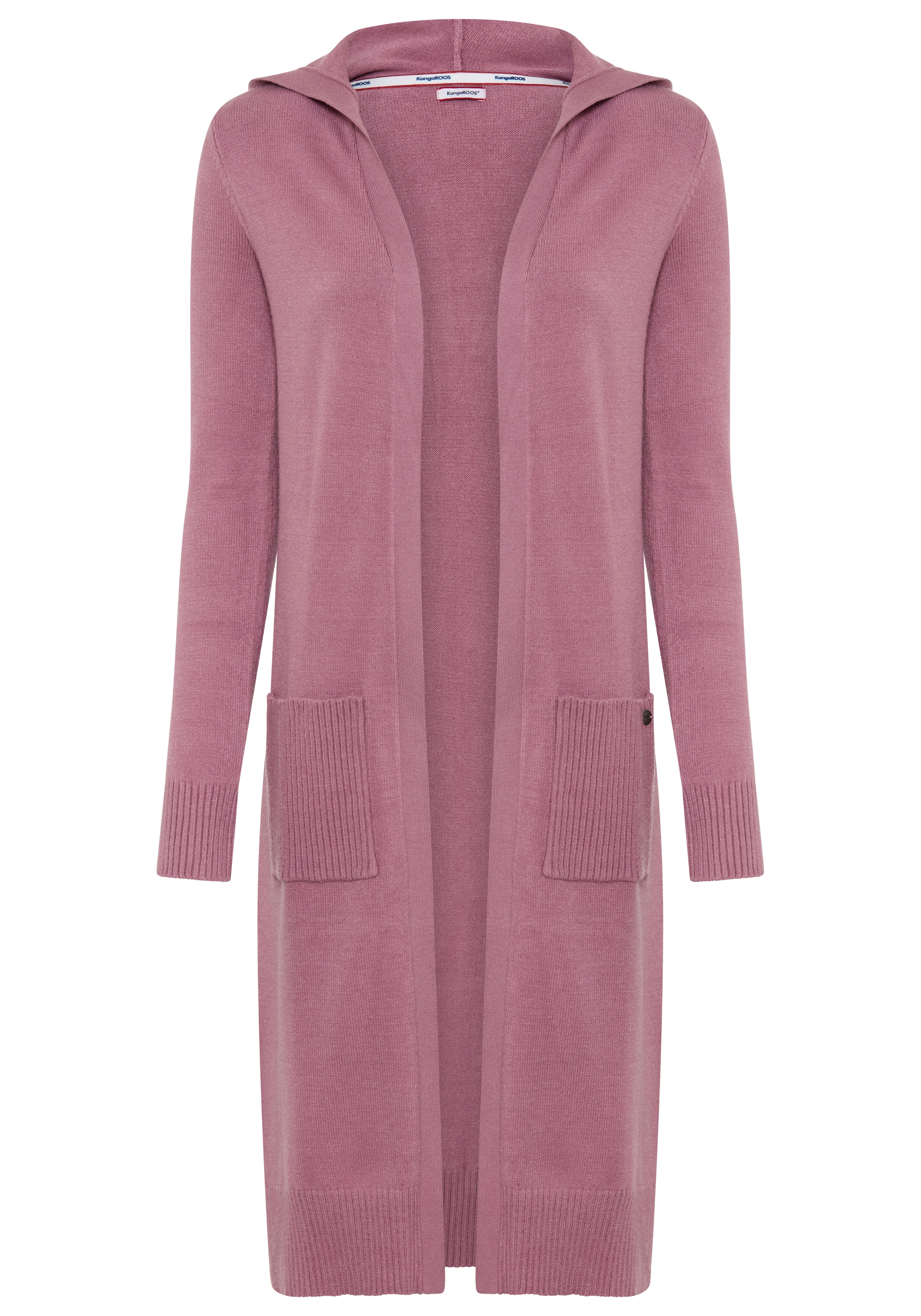 KangaROOS Cardigan long avec capuche, manches longues, coupe ajustée, sans fermeture