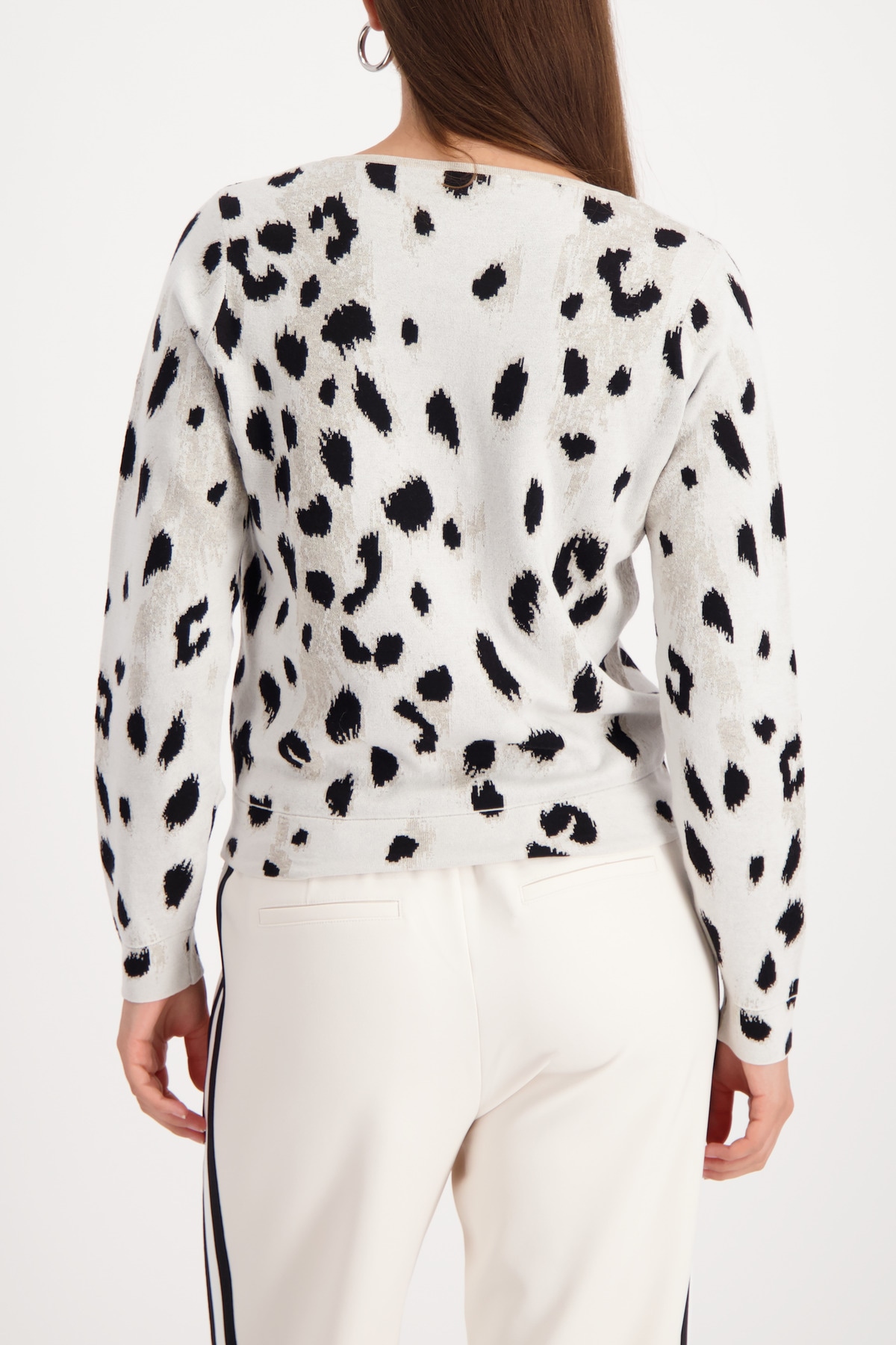 Monari Rundhalspullover »Pullover Leo Jacquard« Regular fit mit doppeltem Rundhalsausschnitt