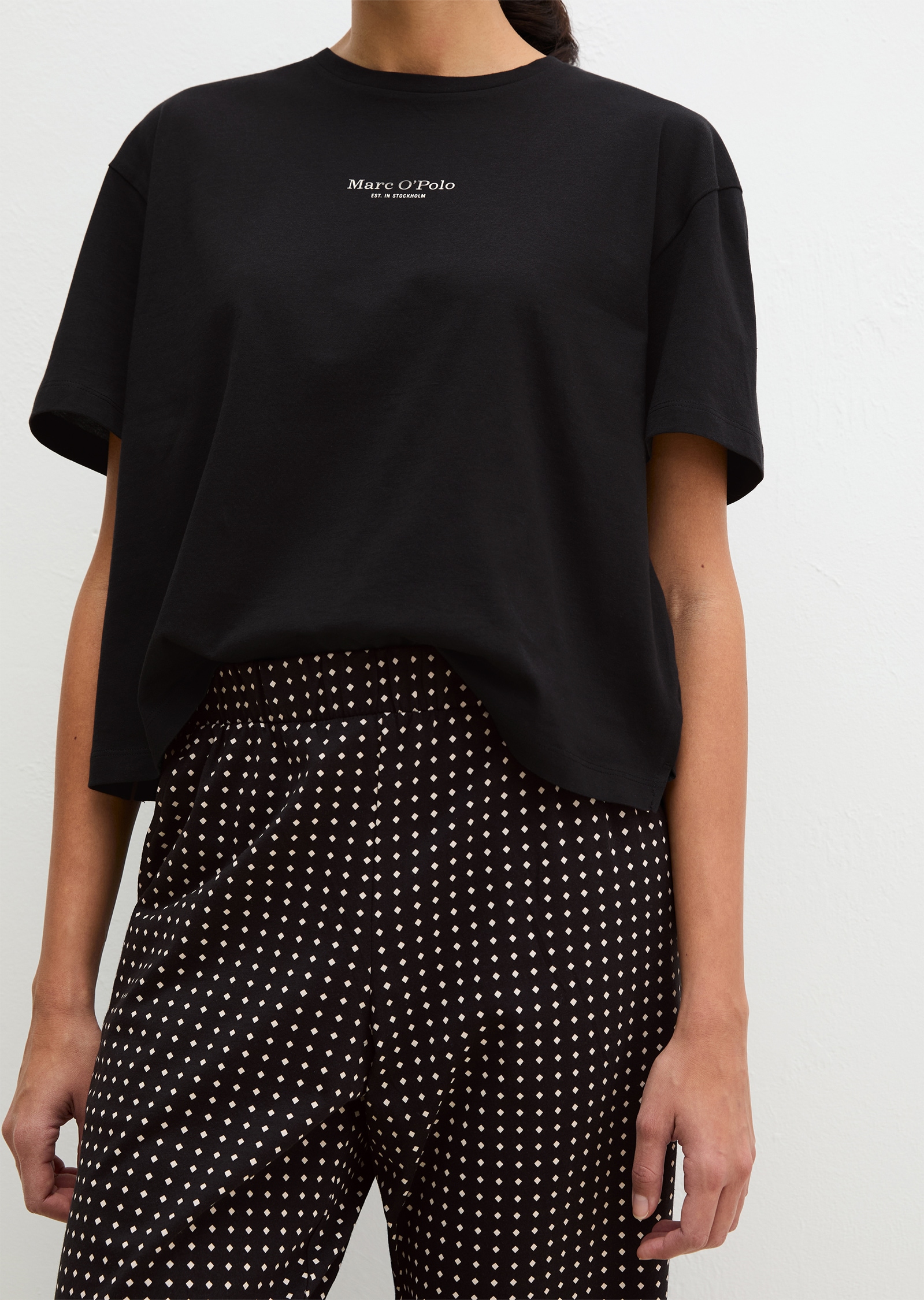 Marc O'Polo Pyjama »Mix N Match Cotton« 2 pièces Shirt mit kurzem Arm, Hose gepunktet