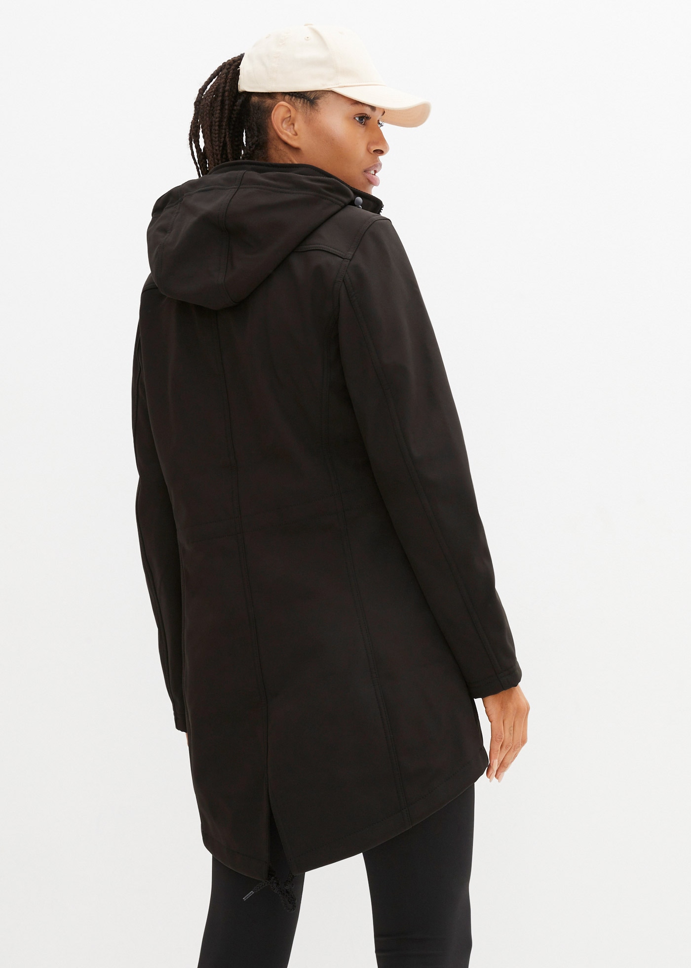 bonprix Parka softshell mit Kapuze figurbetonter Schnitt, 2-Wege-Reissverschluss, Kordelzüge im Saum