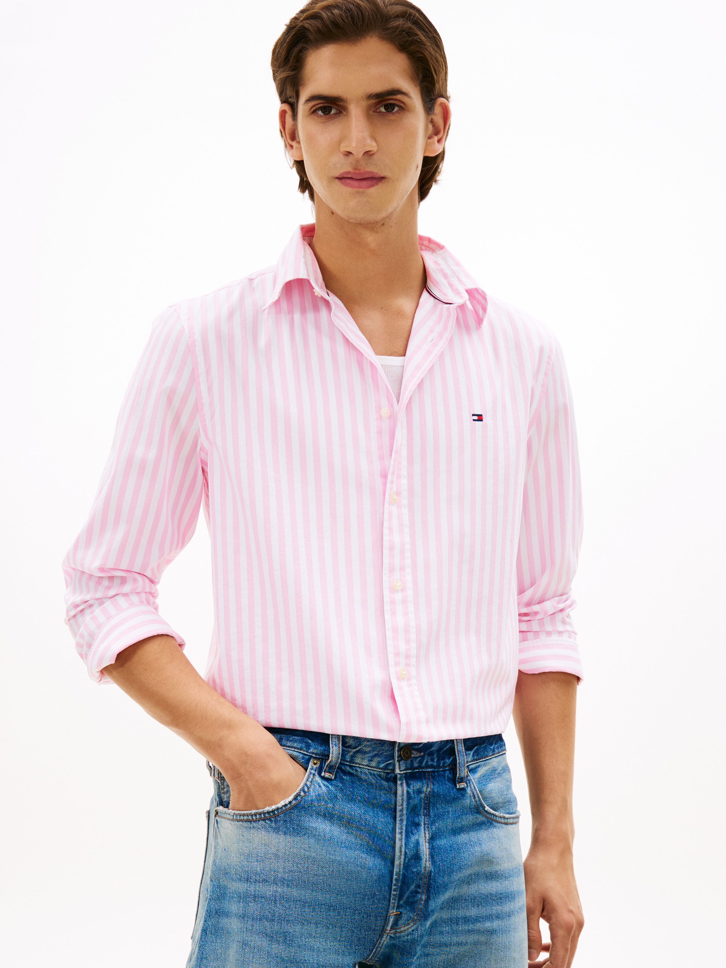 Tommy Hilfiger Chemise à manches longues »FLEX POPLIN CLASSIC STP Regular Fit« gestreift, Button-Down-Kragen