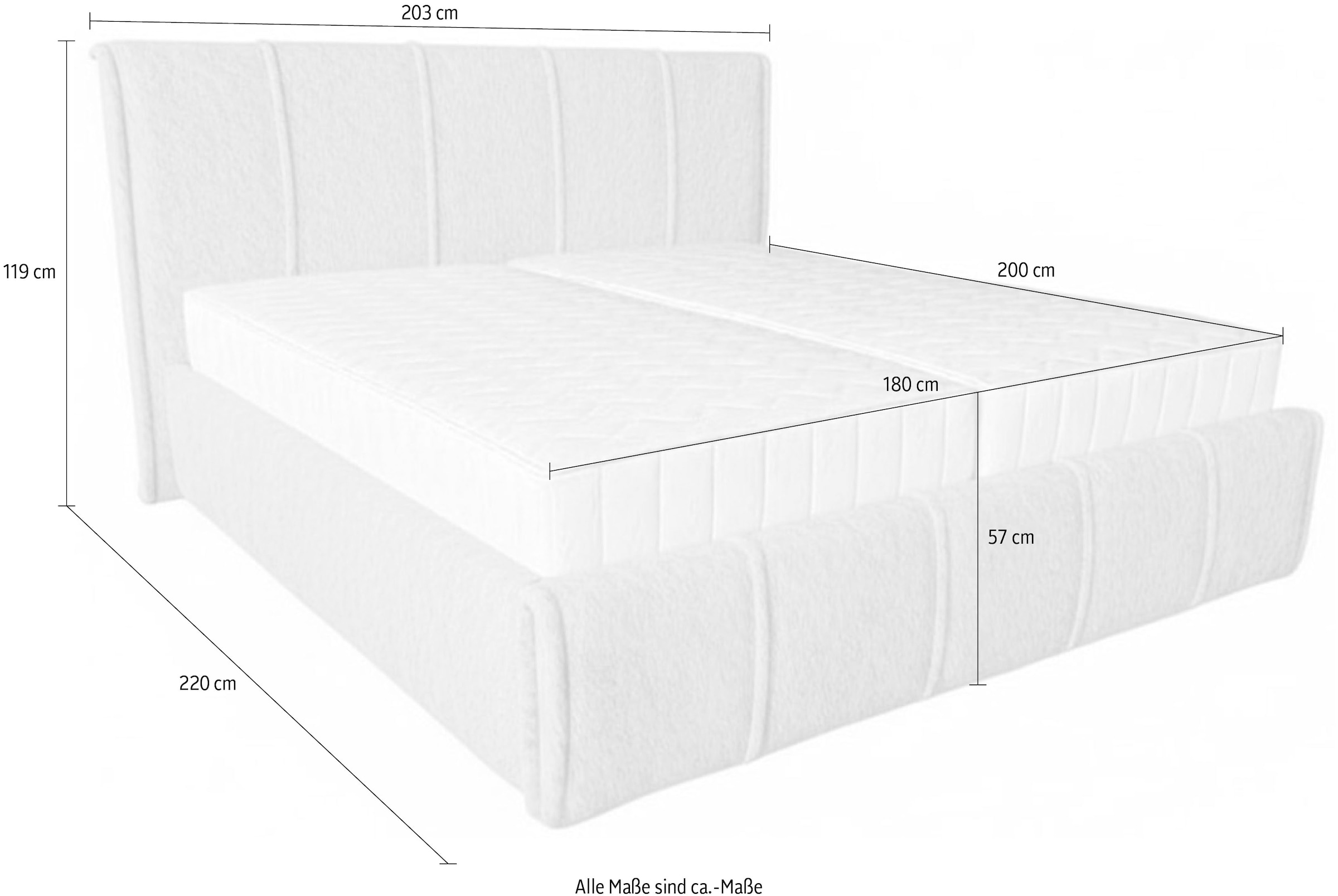 GOODproduct Polsterbett »EVELLINA in der Grösse 180x200 cm, mit Fellimitat bezogen« wahlweise mit Lattenrost und King-Matratze (28cm)