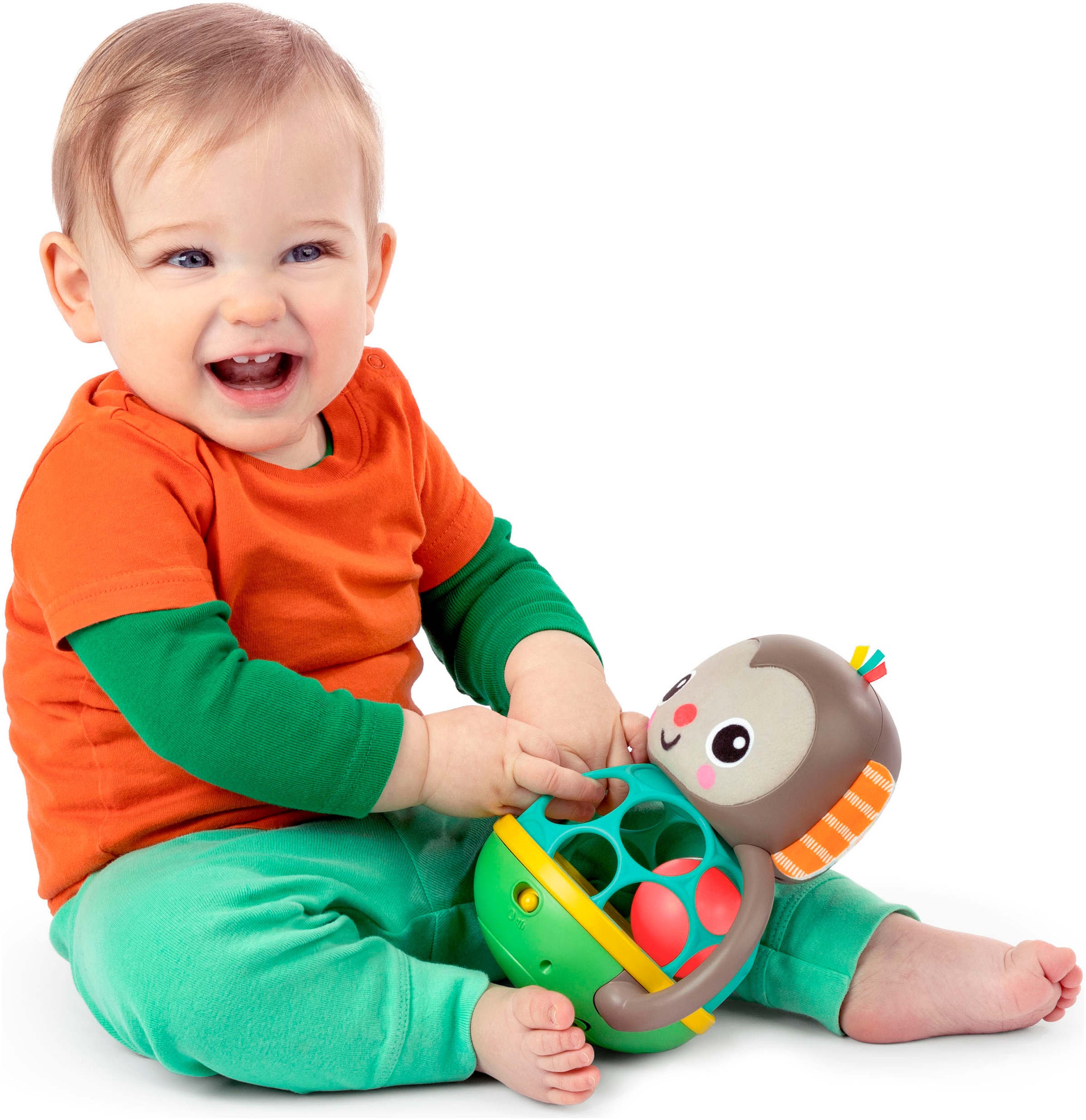 Bright Starts Greifspielzeug »Grab & Giggle Monkey™ Multi-Sensory Toy« mit Sound