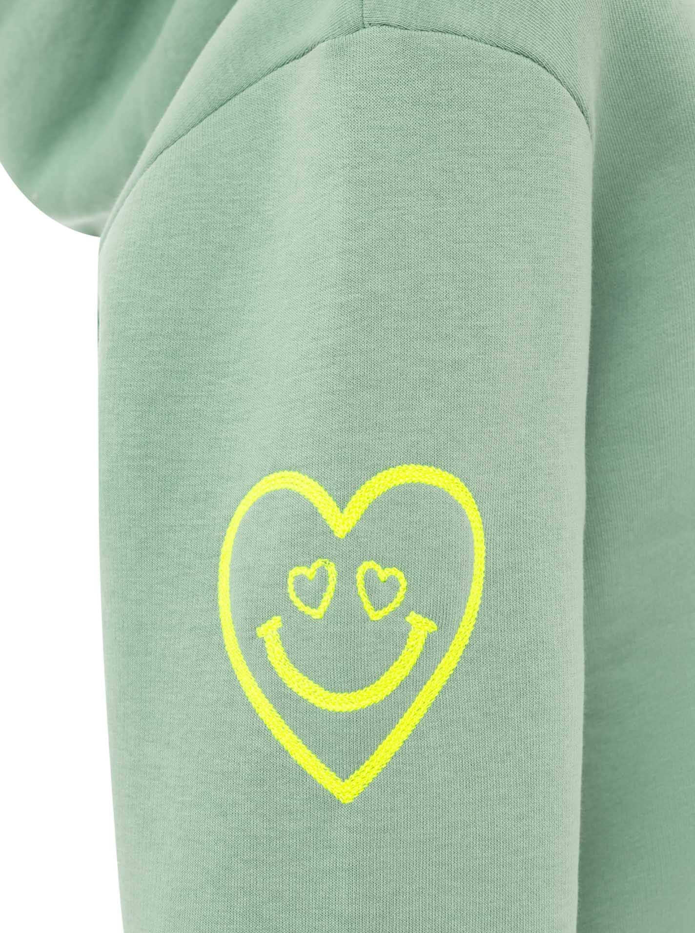 Zwillingsherz Hoodie »"I'M OK"«, grosser Print vorne, gestreifte Ärmelbündchen, Herz Stickerei am Arm
