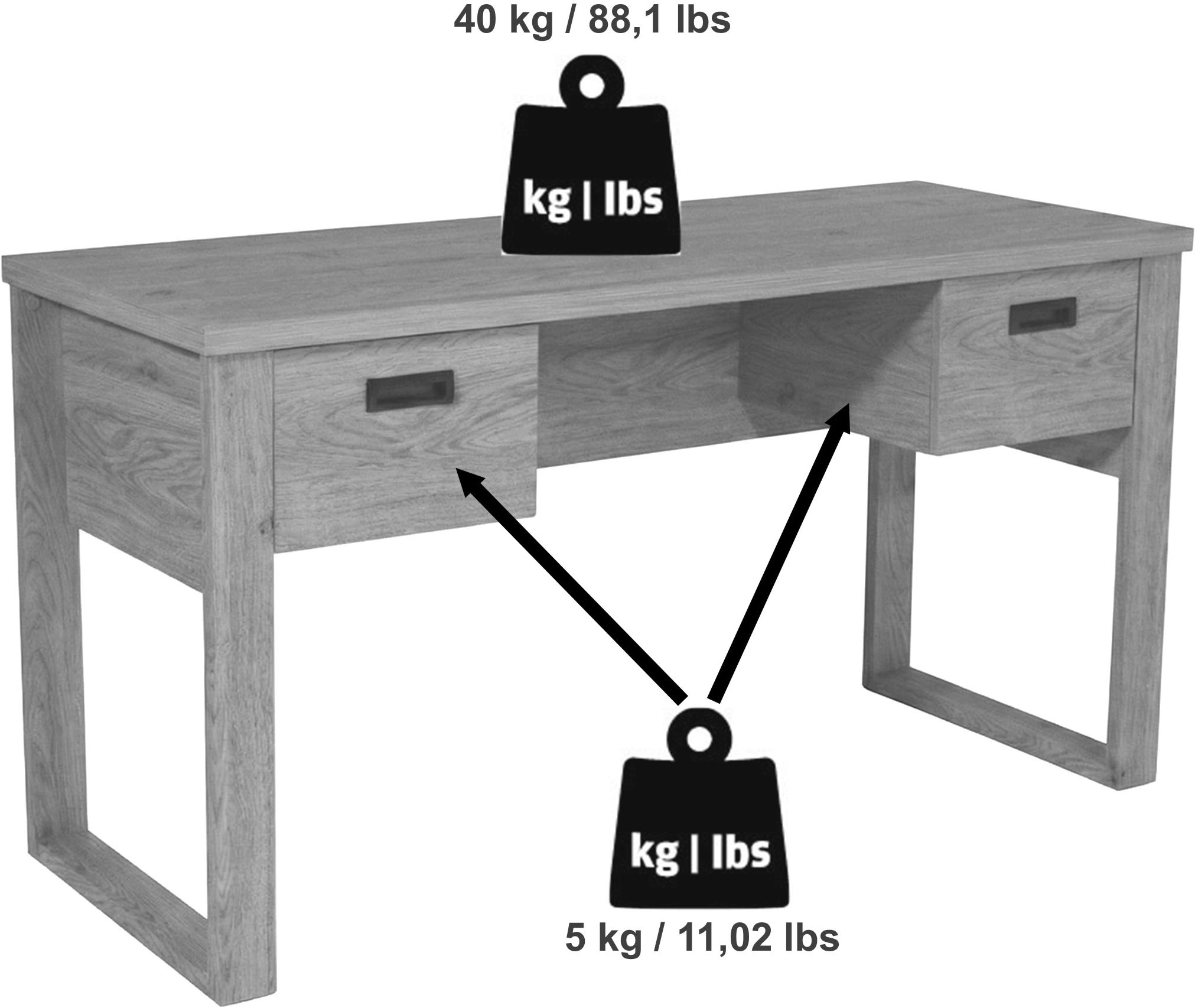 Jahnke Bureau »RIVA D 140« Bureau, espace de rangement, 2 portes, poignées en métal, aspect chêne, largeur : 140 cm