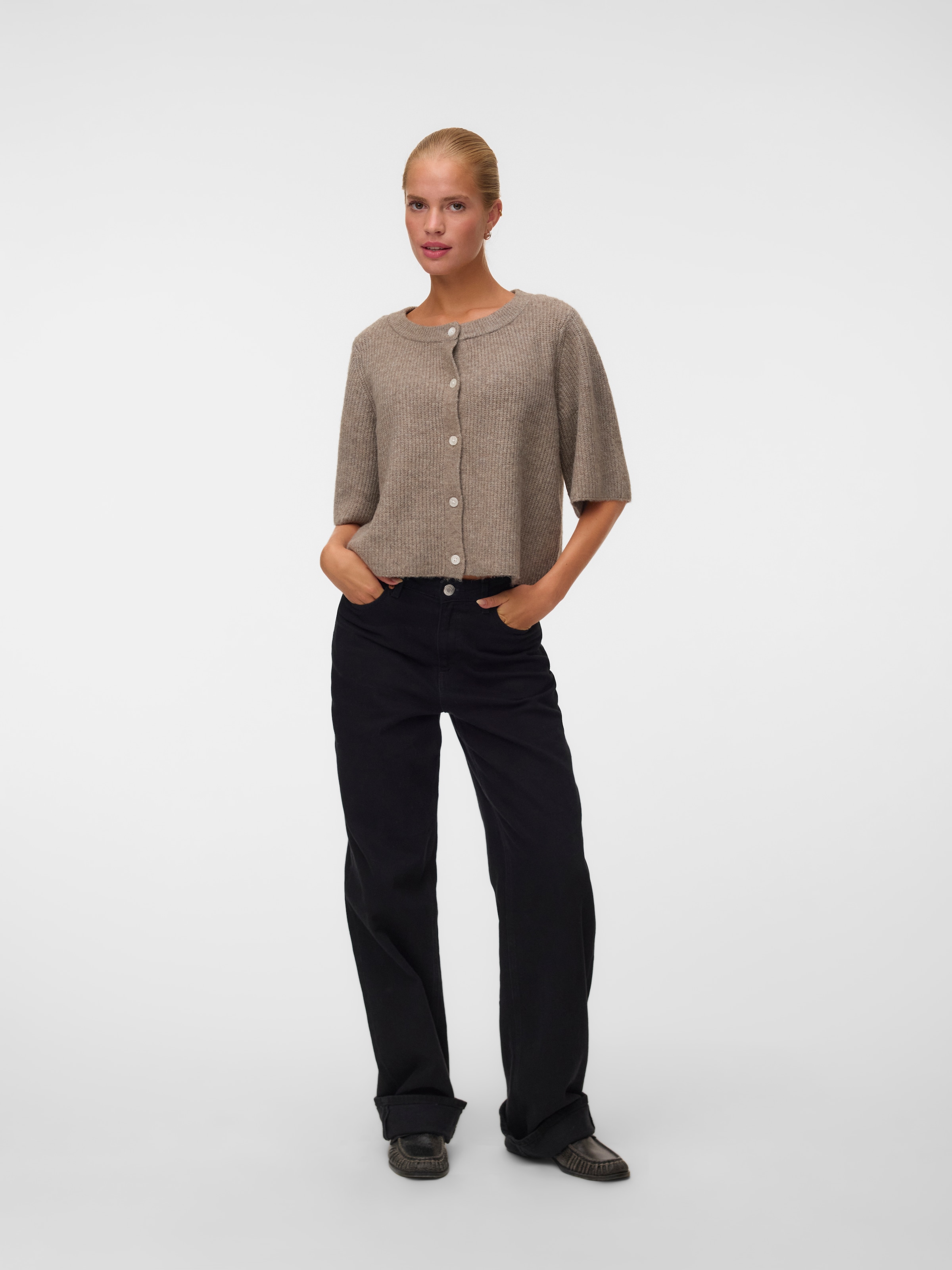 Vero Moda Strickjacke »VMSOFFE 2/4 O-NECK CARDIGAN NOOS« Materialmix, regular fit
