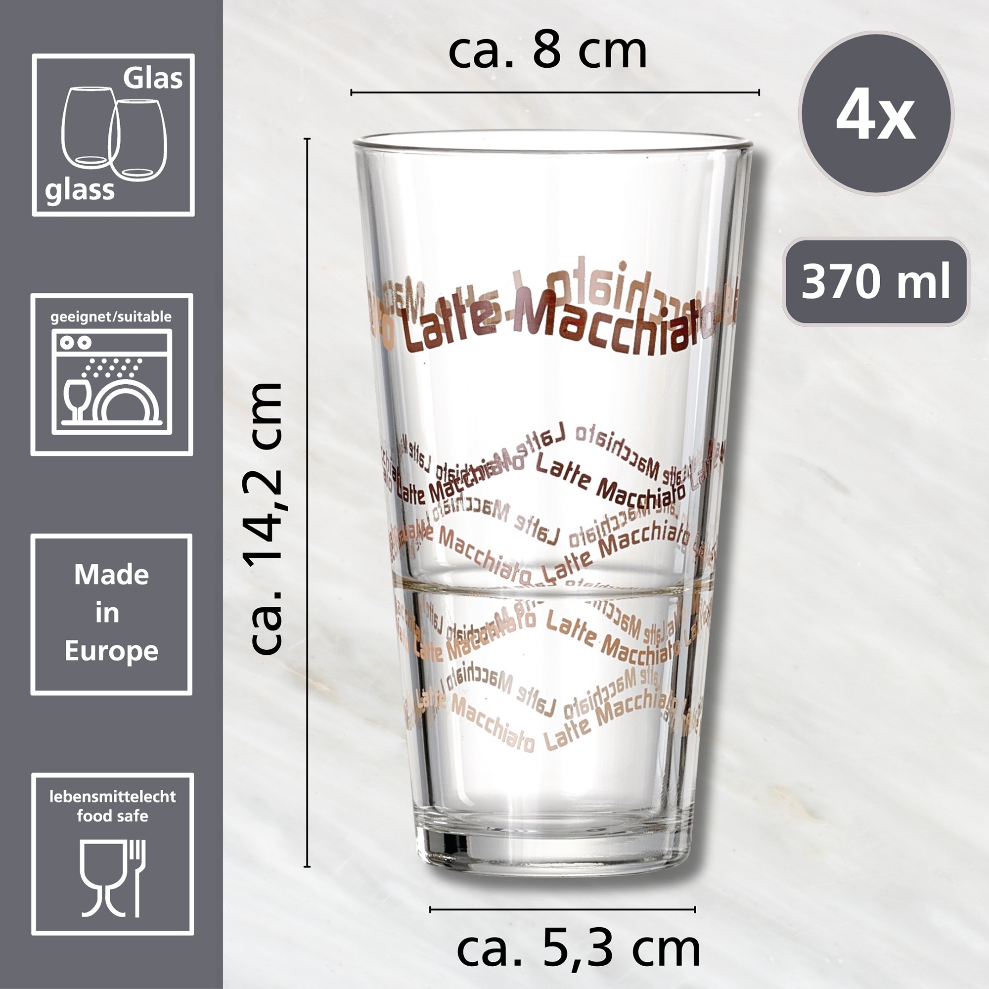 Ritzenhoff & Breker Verre à latte macchiato 4 Gläser, 4 Longdrinklöffel