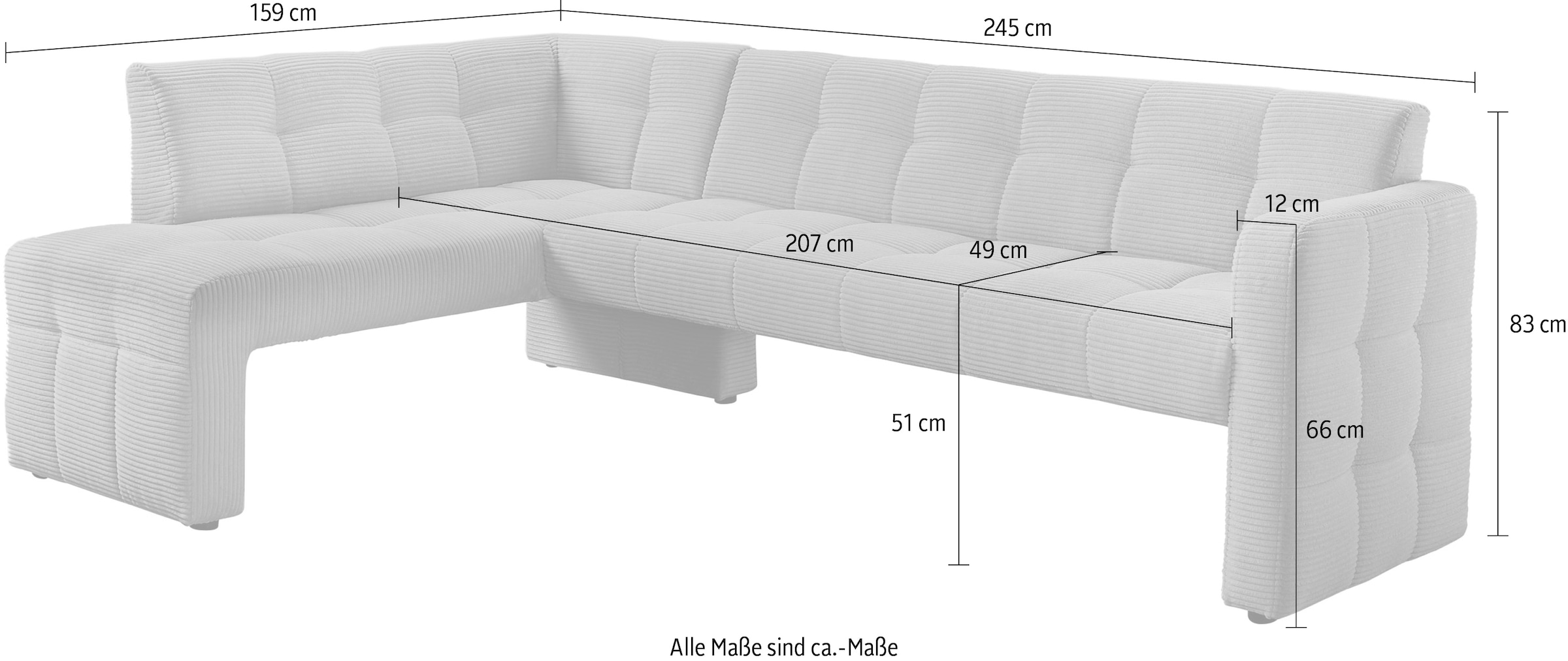 exxpo - sofa fashion Banc de salle à manger »Barista, bequem und elegant, hohe Bodenfreiheit,« Eckbank Barista bequem und elegant, hochwertige Detailverarbeitung