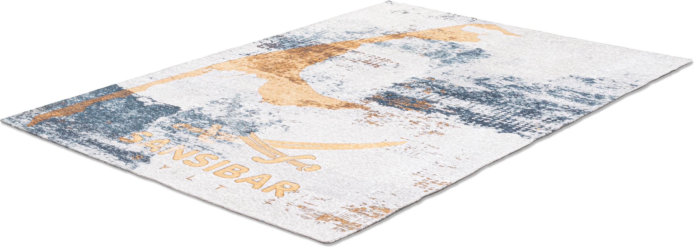 Sansibar Tapis »Keitum 012« Rectangulaire 3 mm Höhe Tissu plat, design moderne, motif Sylt & sabres croisés