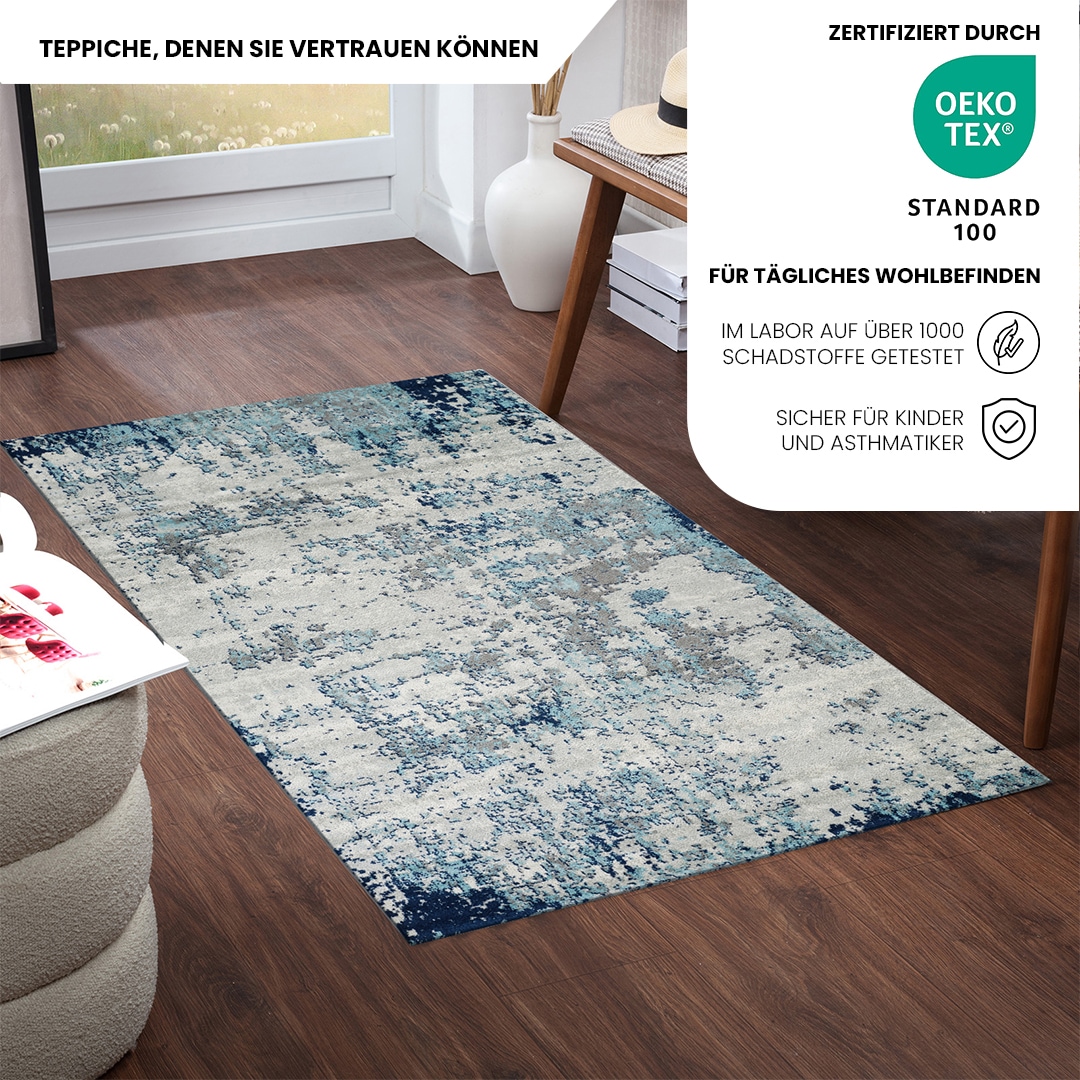 Livabliss Tapis »DUNKIRK« Rectangulaire 11 mm Höhe Moderner Designerteppich in Marmor Optik, Kurzflor Wohnzimmerteppich
