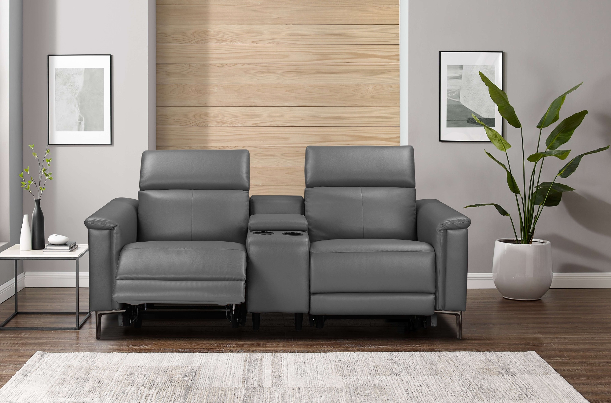 GOODproduct 2-places »LUND,Lederoptik, Kinosofa, Relaxfunktion, TV-Sessel, man./elektrisch« électrique avec USB-A, réglage de la tête, porte-boissons et compartiment de rangement