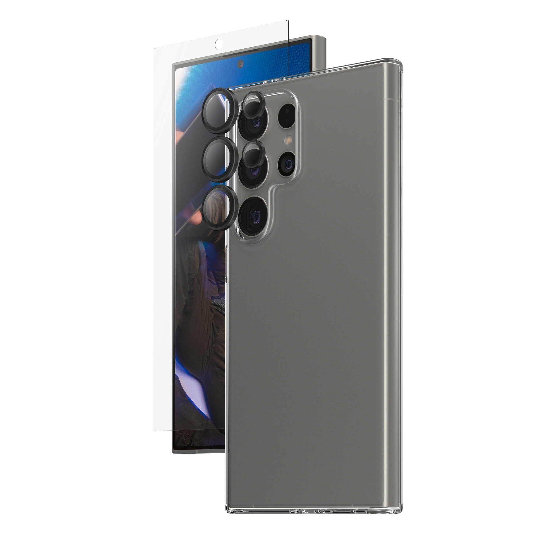 SAFE by PanzerGlass Verre de protection d'écran »3-in-1 Bundle Set Screen Protector, Case und Camera Lens Protector« für Samsung Galaxy S24 Ultra Displayschutzfolie, Backcover, Lens Cover, Rundumschutz
