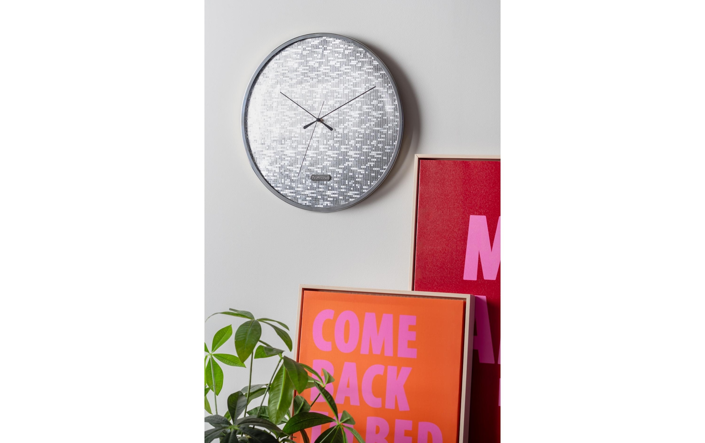 Karlsson Wanduhr »Disco Bling Bling 40 cm, Silber«