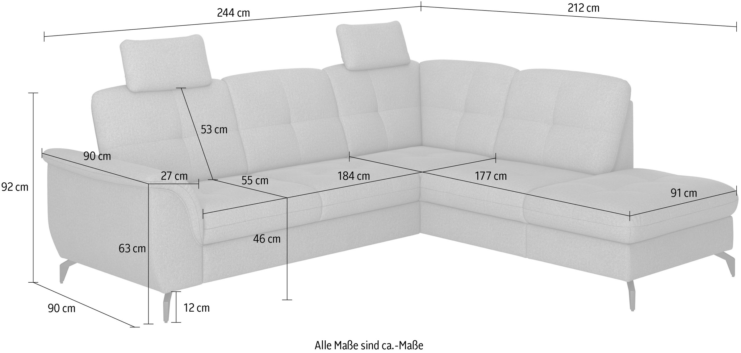 sit&more Ecksofa »Zora« wahlweise mit Bettfunktion und Bettkasten