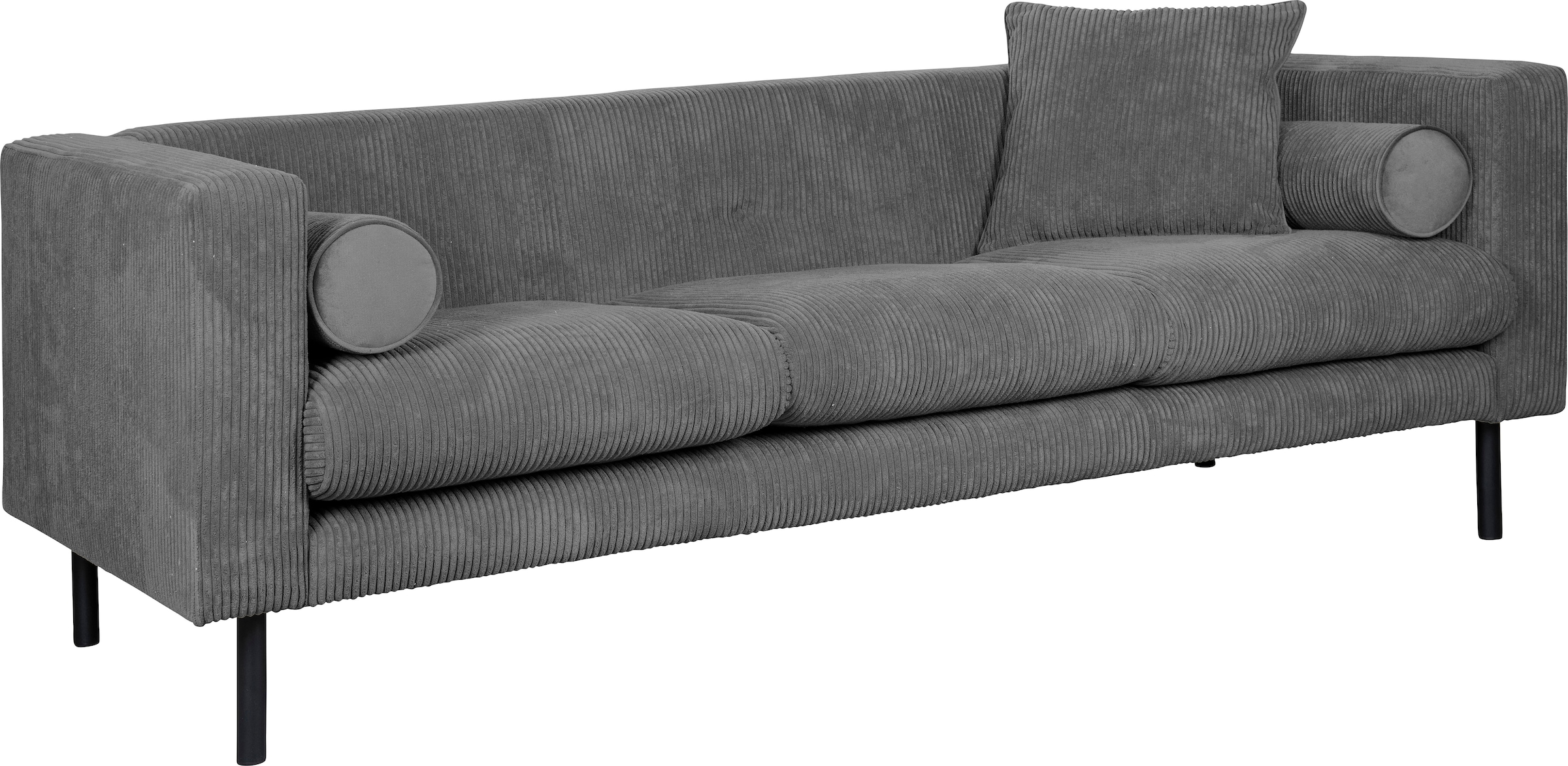 Home affaire 3-Sitzer »Lillibeth Designsofa mit Wellenunterfederung, Masse B/T/H: 218/74/83 cm« Zierkissen als Wendekissen, Bezug Samtoptik oder Cord