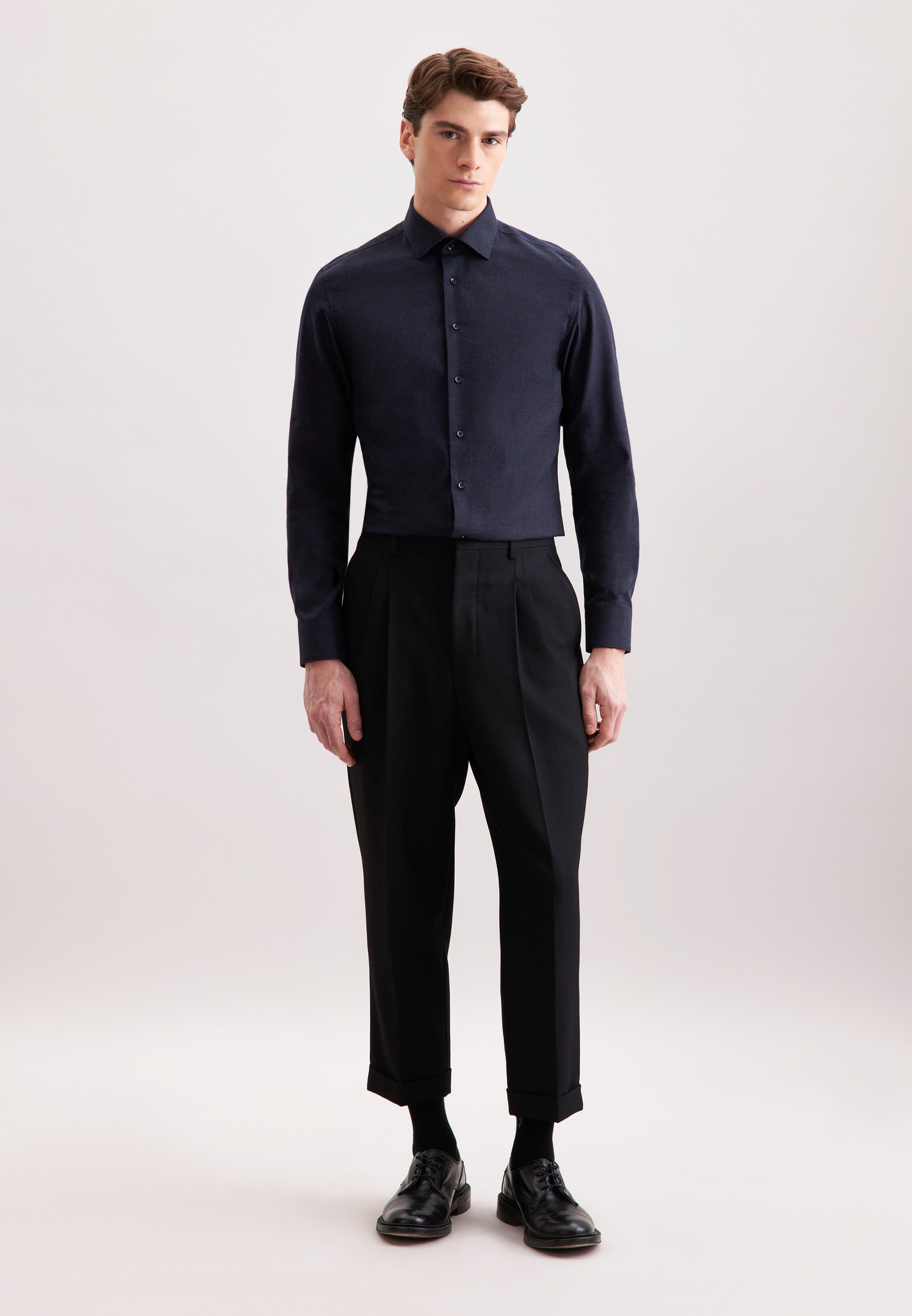 seidensticker Chemise en flanelle »Schwarze Rose« Slim 1/1 Kentkragen Uni