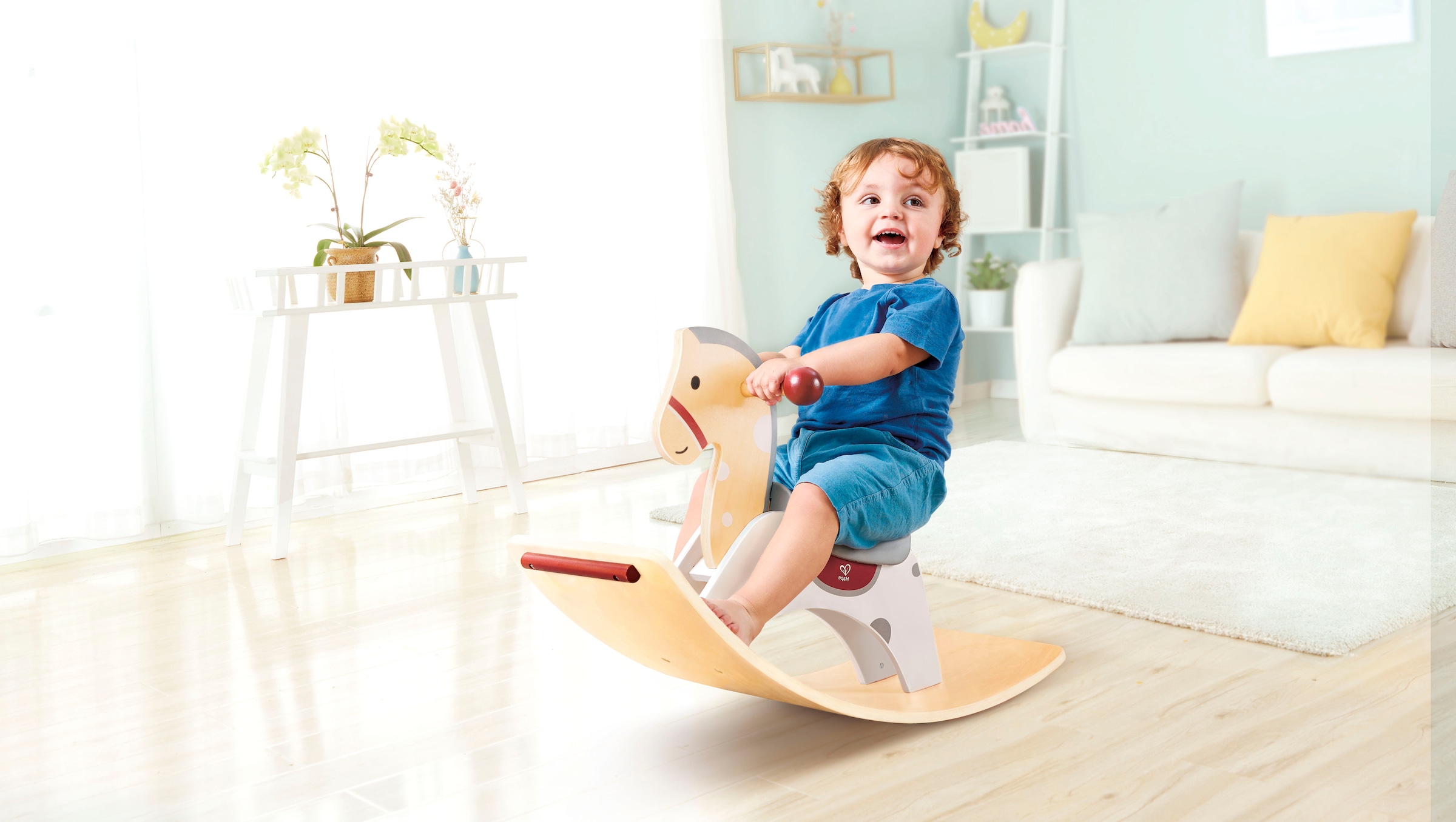 Hape Cheval à bascule »2in1-Schaukelpferd und Balance-Board«