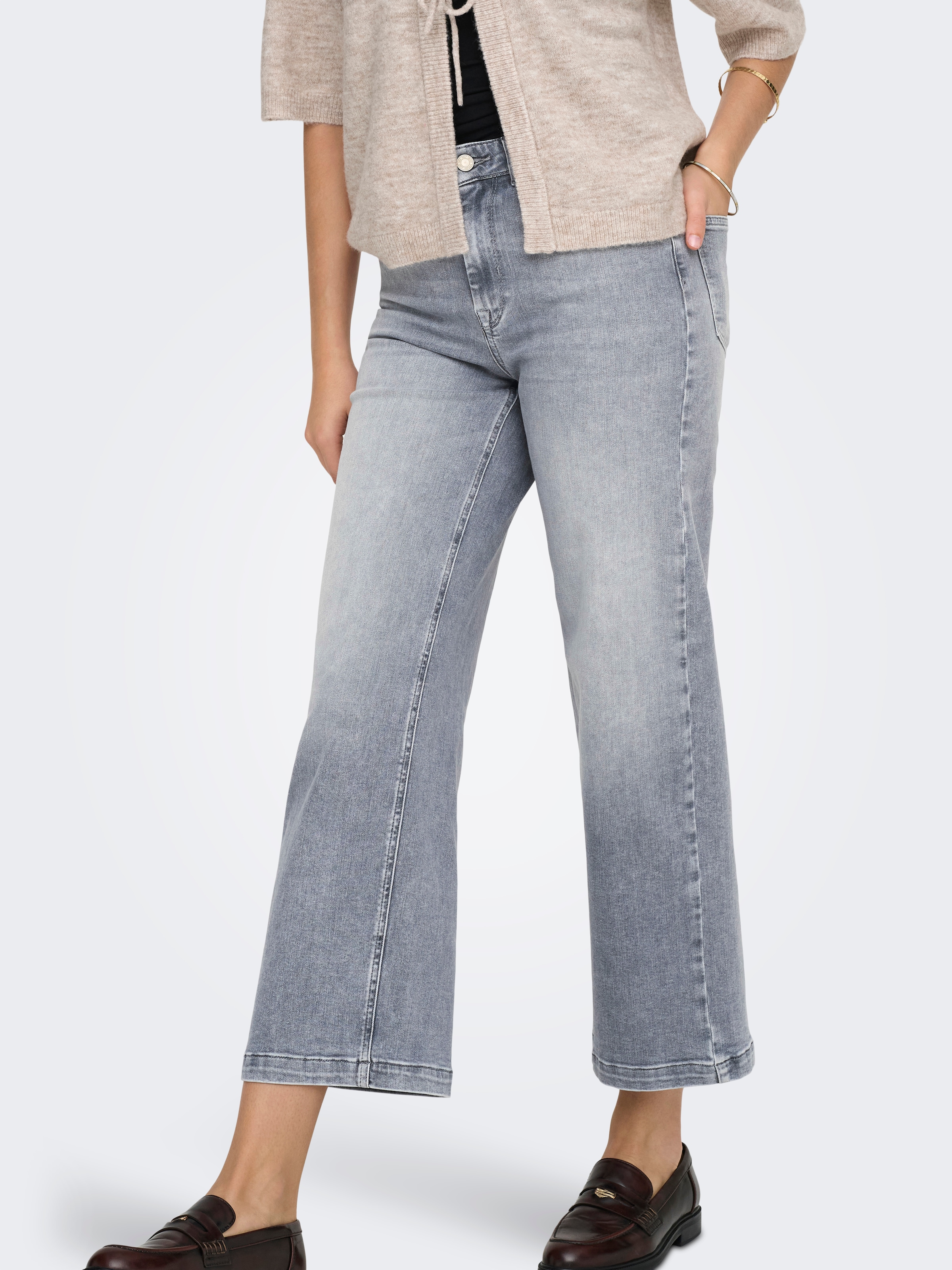 ONLY High-waist-Jeans »ONLMADISON BLUSH HW CP WD DNM REA293NOOS« hohe Taille, weite Beinform, verkürzte Länge