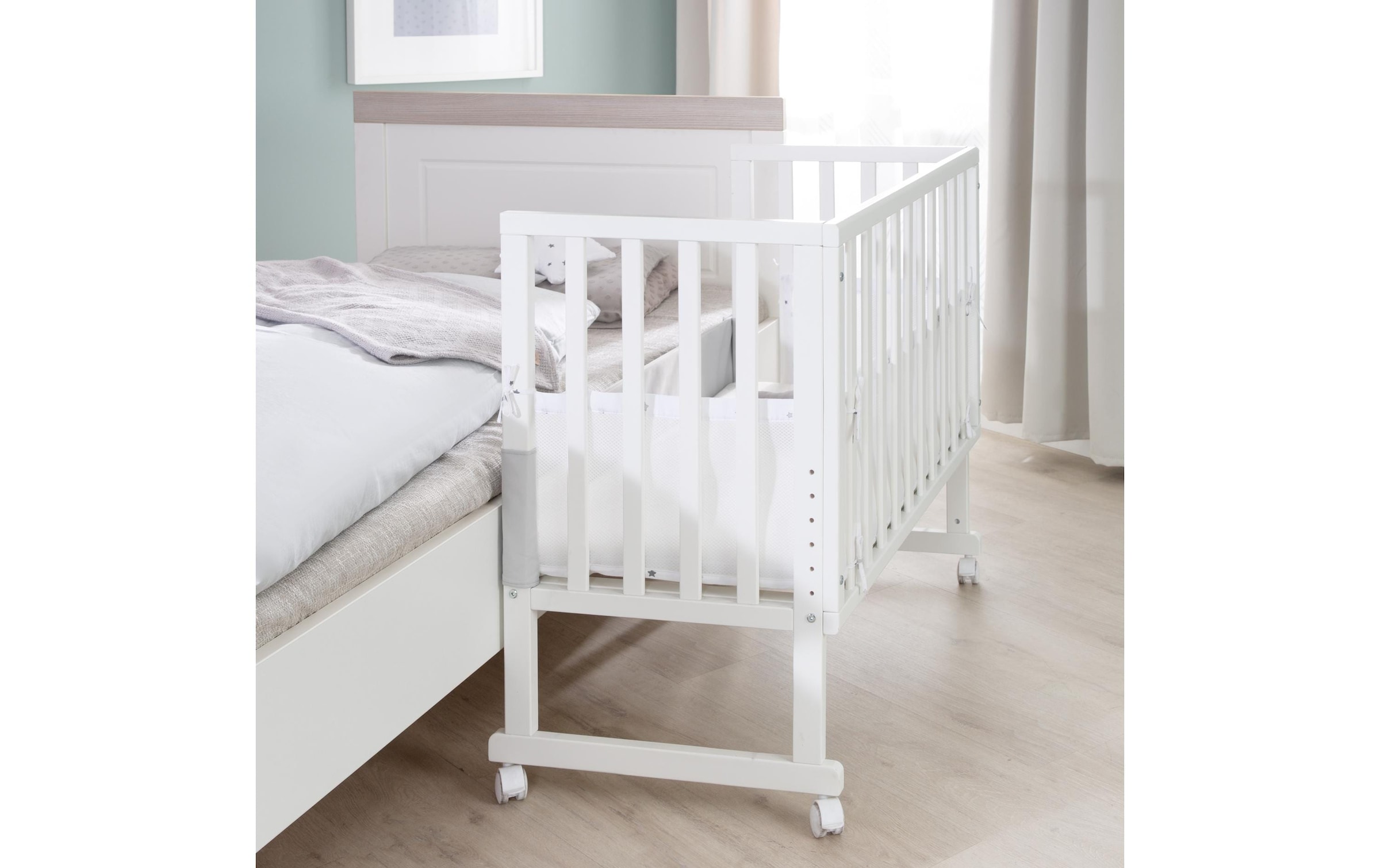 roba® Babybett »Stubenbett inklusive Matratze Canvas-Barriere Mesh-Umrandung«