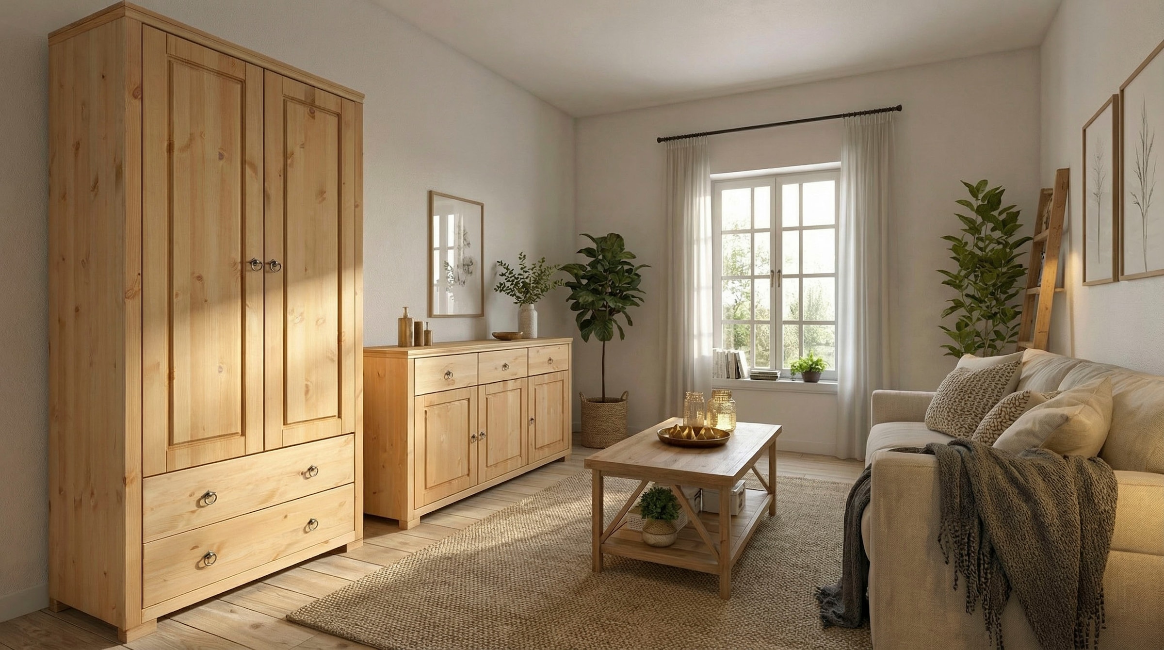 GOODproduct Kleiderschrank »Gotland; Wäscheschrank, Mehrzweckschrank mit Schubladen, Landhausstil« B/H/T ca: 80cmx178cmx40cm,  massive Kiefer, FSC® zertifiziert, langlebige Qualität trifft Stil