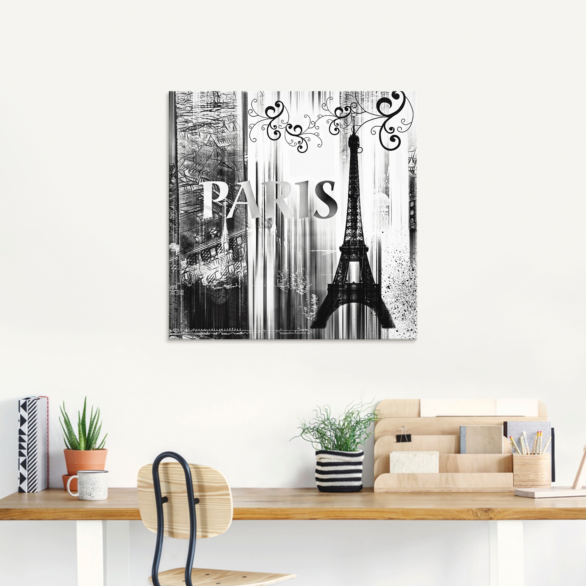 Artland Glasbild »Paris Weltstadt - Abstrakte Collage 04« Gebäude 1 Stk. tlg. in verschiedenen Grössen