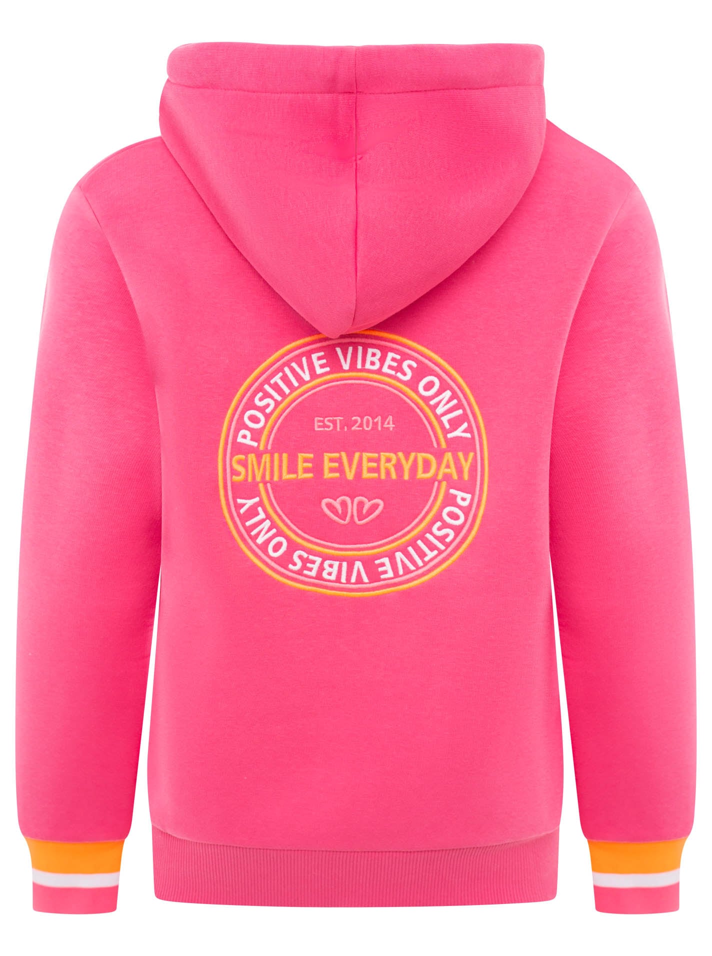 Zwillingsherz Sweat à capuche »"Smile Everyday ZH"« Capuche, poches, manches longues, broderie, fermeture éclair