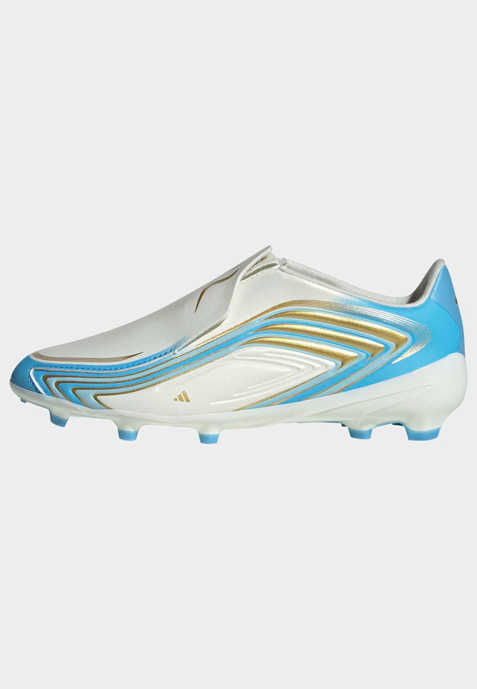 adidas Performance Fussballschuh »F50 MESSI LEAGUE KIDS , FESTE BÖDEN, OHNE SCHNÜRSENKEL«  Aussensohle für Rasen und feste Böden, für Jugendliche & Kinder