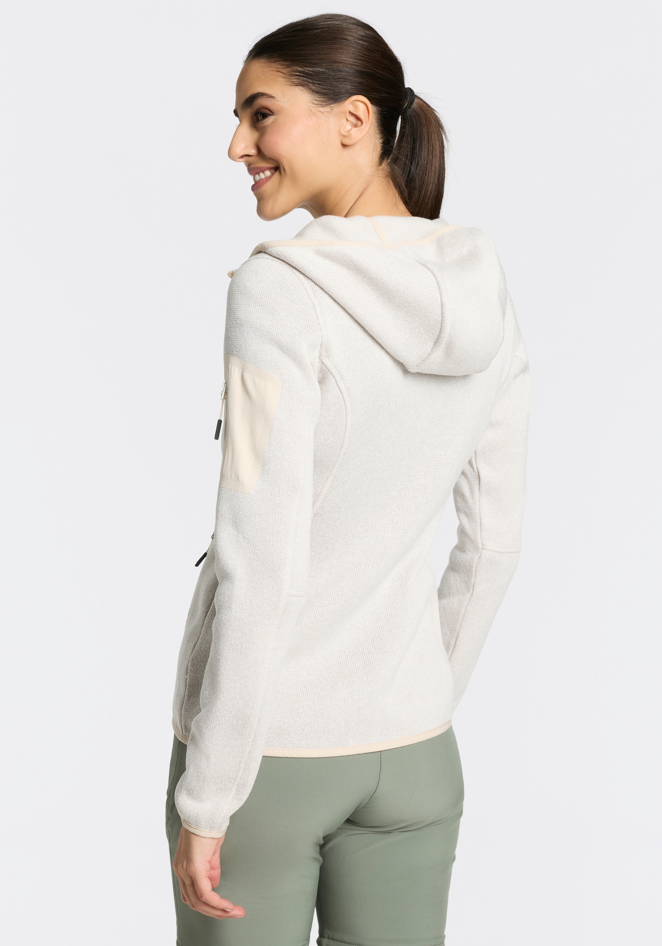 CMP Veste en laine polaire »KNITTED MELANGE HOODY WOMAN HOODY JACKET« avec capuche avec poches zippées, respirant, séchage rapide,
