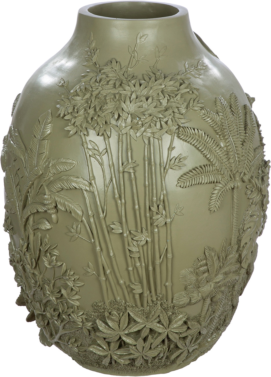 GILDE Vase de sol »Bodenvase bauchig Jungle grün H. 55,5 cm« vase de sol, motif animalier, motif végétal, exotique, style jungle