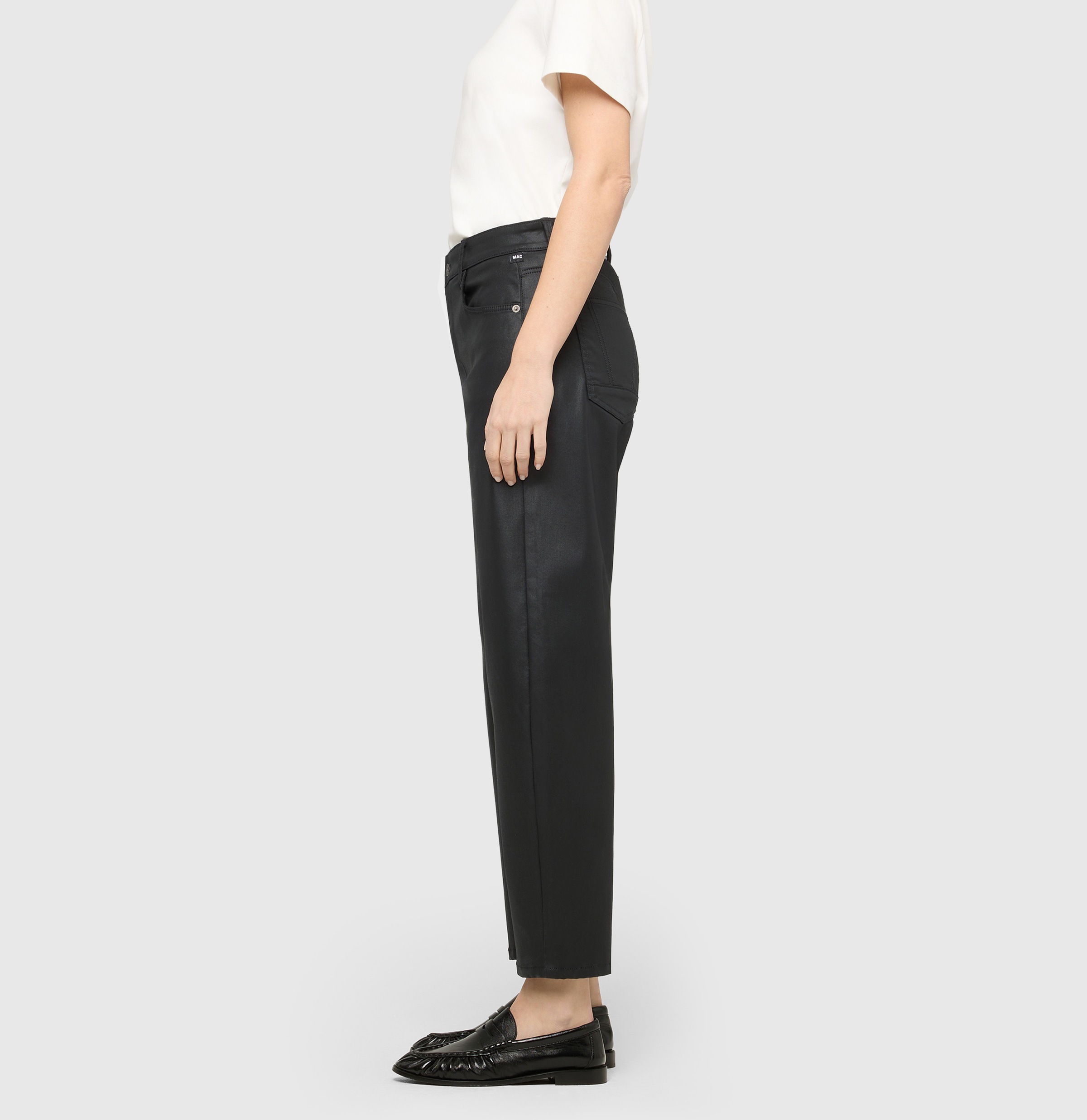 MAC Pantalon imitation cuir »Danny 2.3 coated«  Coupe ample, jambe évasée, forme O