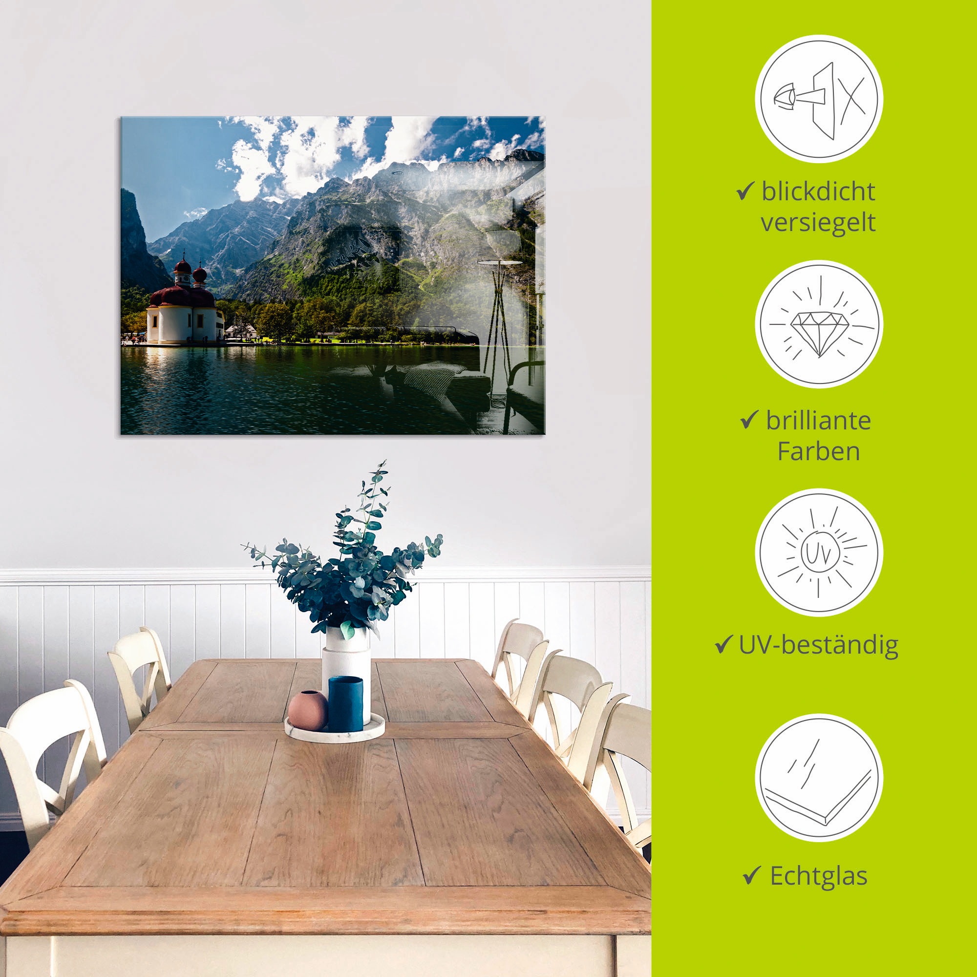 Artland Glasbild »St. Bartholomä Königssee I« Berge 1 Stk. tlg. in verschiedenen Grössen