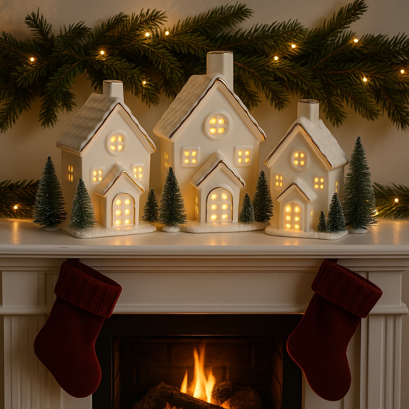 I.GE.A. LED-Dekofigur »LED-Haus« Dekoobjekt LED batteriebetrieben Weiss Gold Weihnachtsdeko