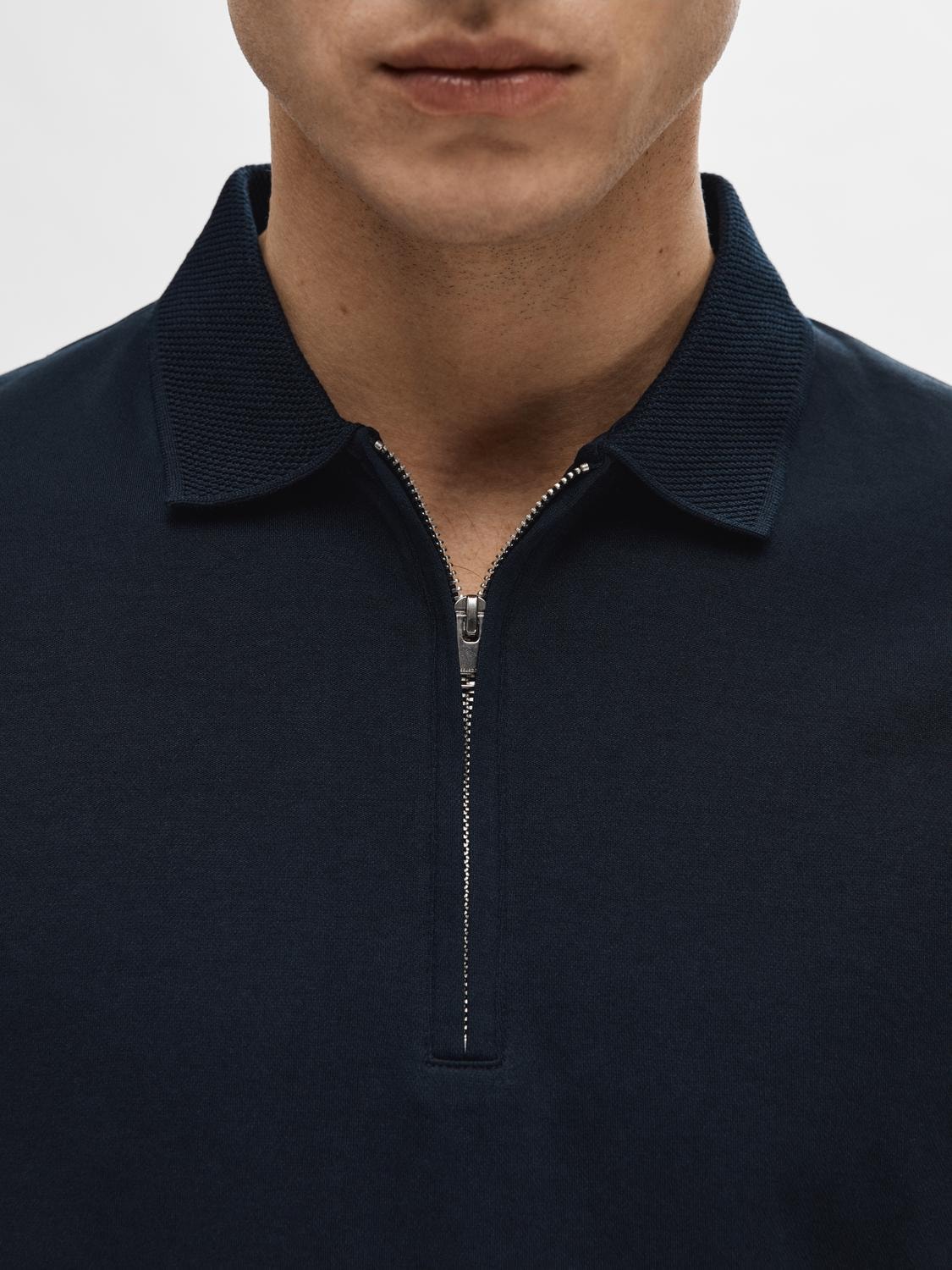 SELECTED Poloshirt »SLHFAVE ZIP SS POLO NOOS« Baumwollmischung, regular fit