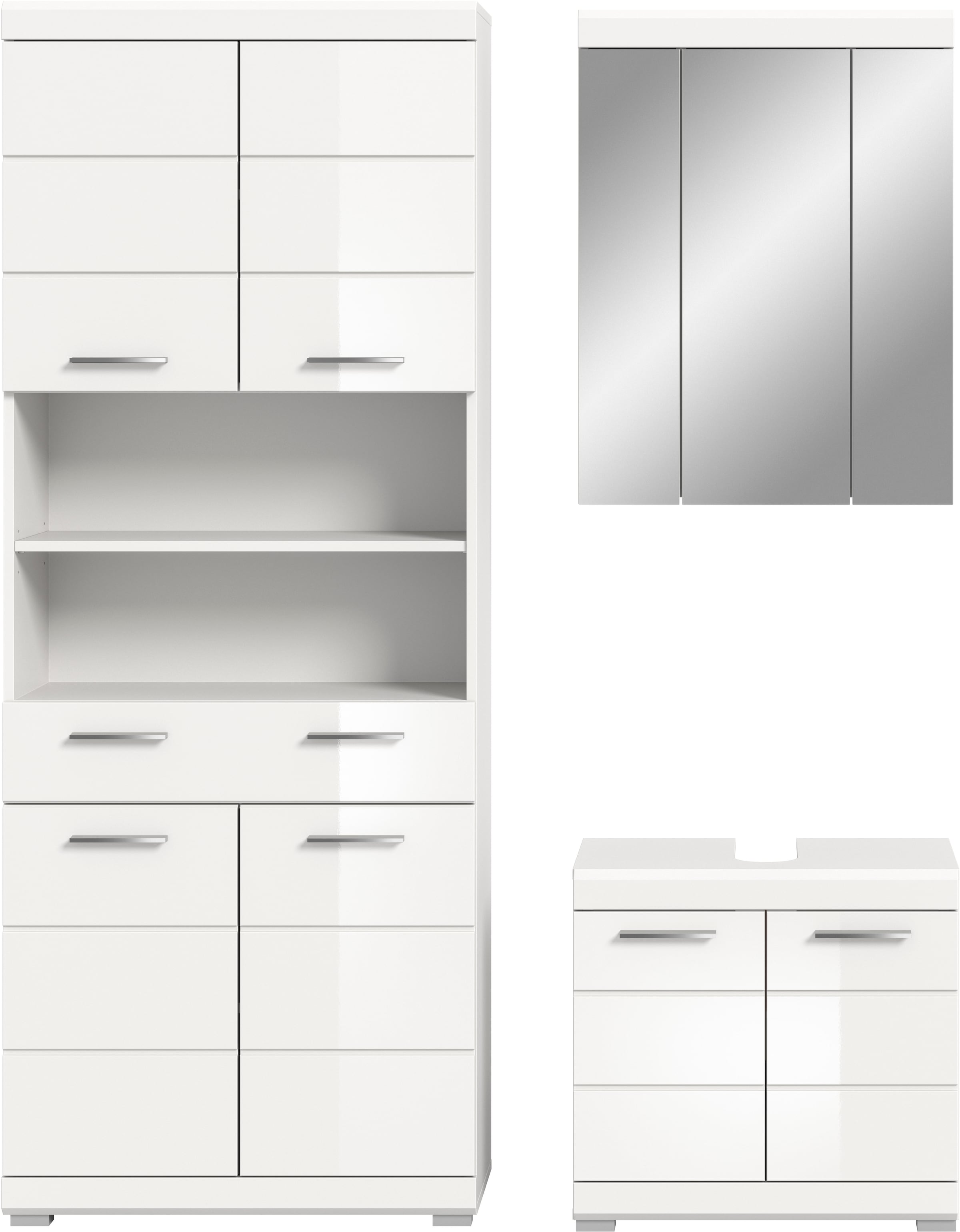 welltime Ensemble de meubles de salle de bain »SIENA, TOPSELLER!, Breite 149cm, 3-teiliges Set« Ensemble, composé de : armoire haute, meuble sous lavabo et armoire miroir, 3 cuis tlg.