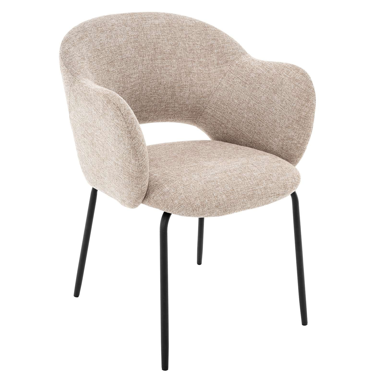 GOODproduct Chaise de salle à manger »Friedaa« (Set) 2 cuismit schwarzen Metallbeinen, Webstoffbezug, Sitzhöhe 46 cm