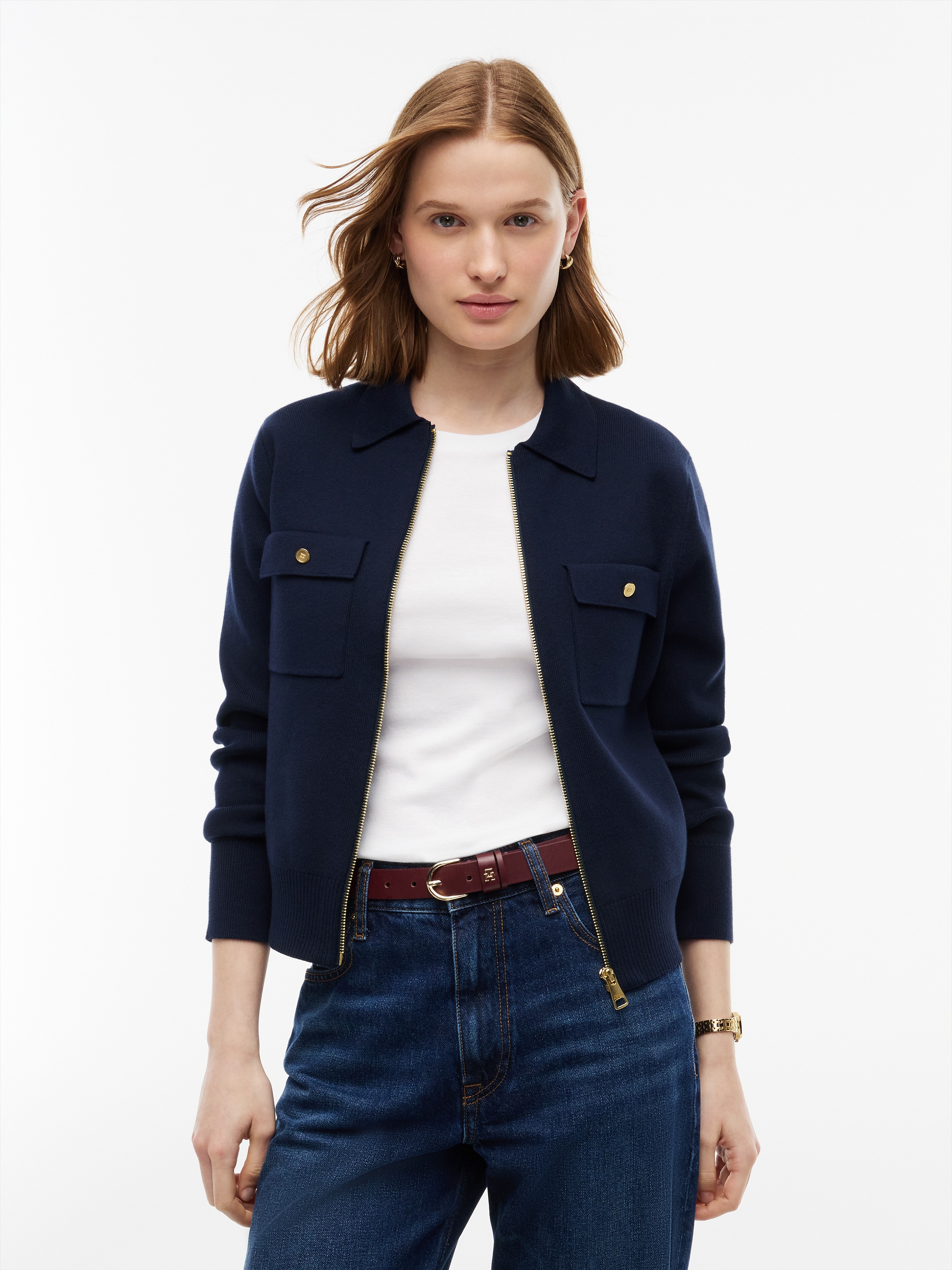 Tommy Hilfiger Veste en tricot »COTTON FULL NEEDLE REG JACKET« mélange de coton