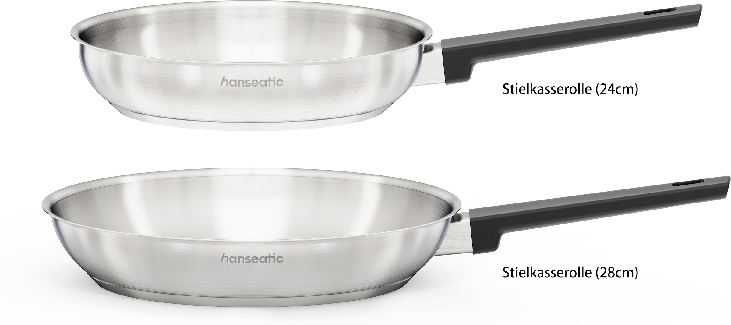 Hanseatic Pfannen-Set »SMART« Edelstahl 18/10 Set, 1x Pfanne Ø 24 cm und 28 cm, 2 tlg. ohne Beschichtung, energiesparend, für alle Herdarten, inkl. Induktion