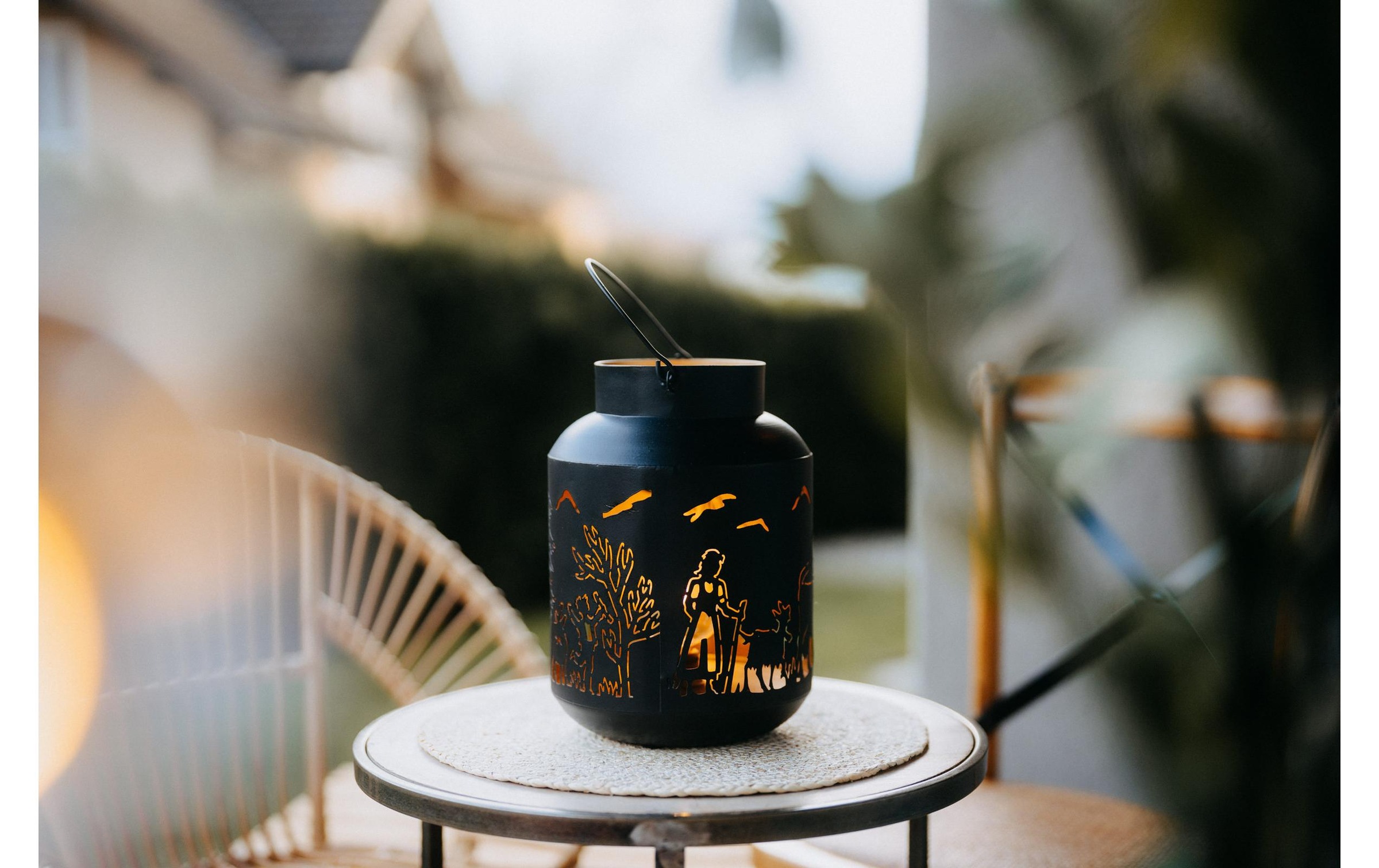 Kadastar Lanterne à bougie »Alpaufzug Familie 27 cm« Laterne Scherenschnitt