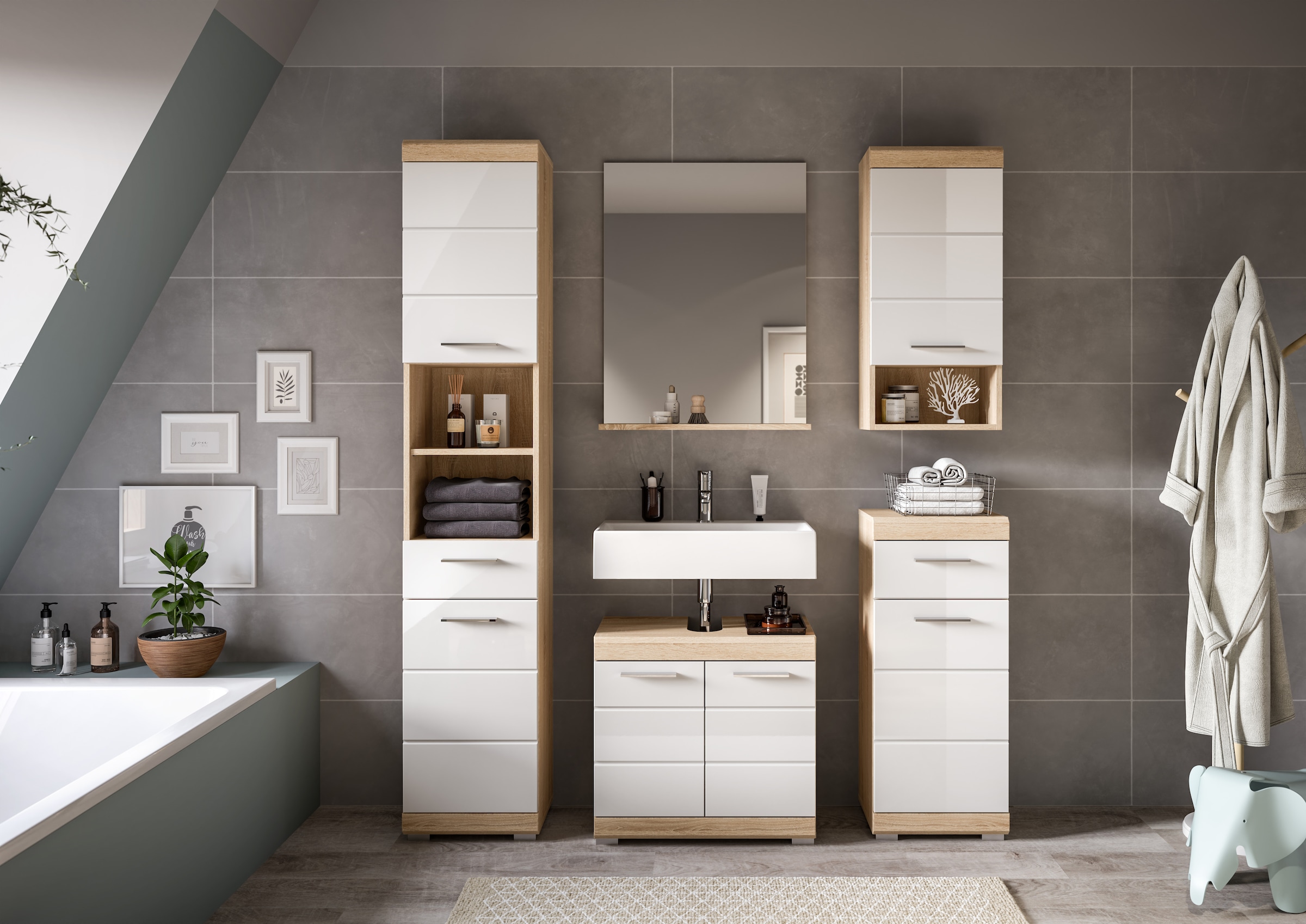 welltime Badmöbel-Set »Siena, 5 teilig, bestehend aus:« Set, TOPSELLER!, 5 Stk. tlg.