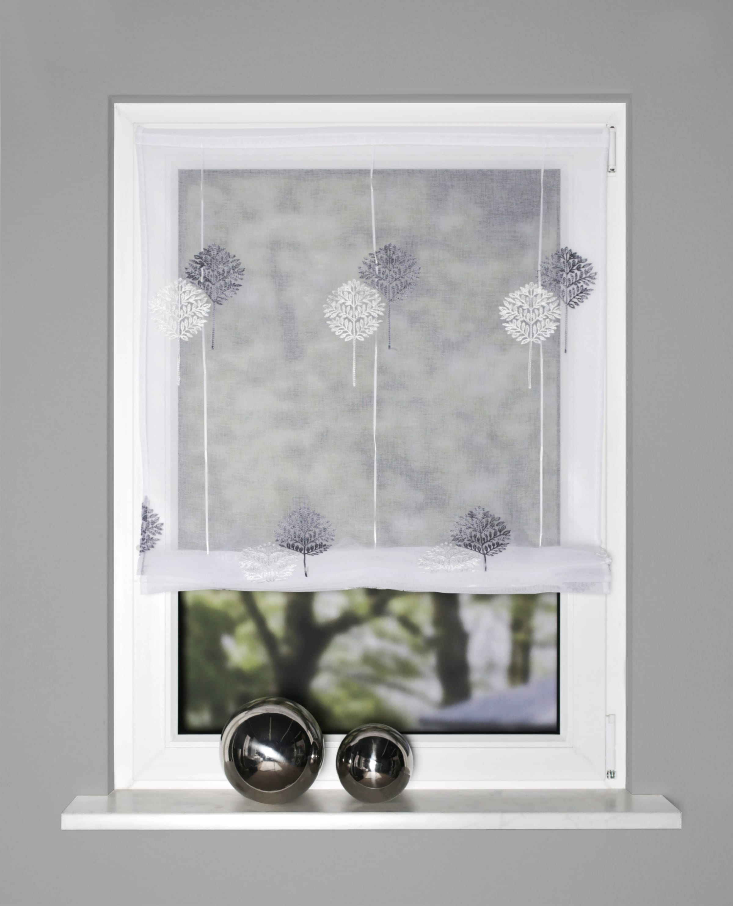 HOME WOHNIDEEN Store à rubans »EDISION« mit Suspension du crochet Aucun perçage requis brodé