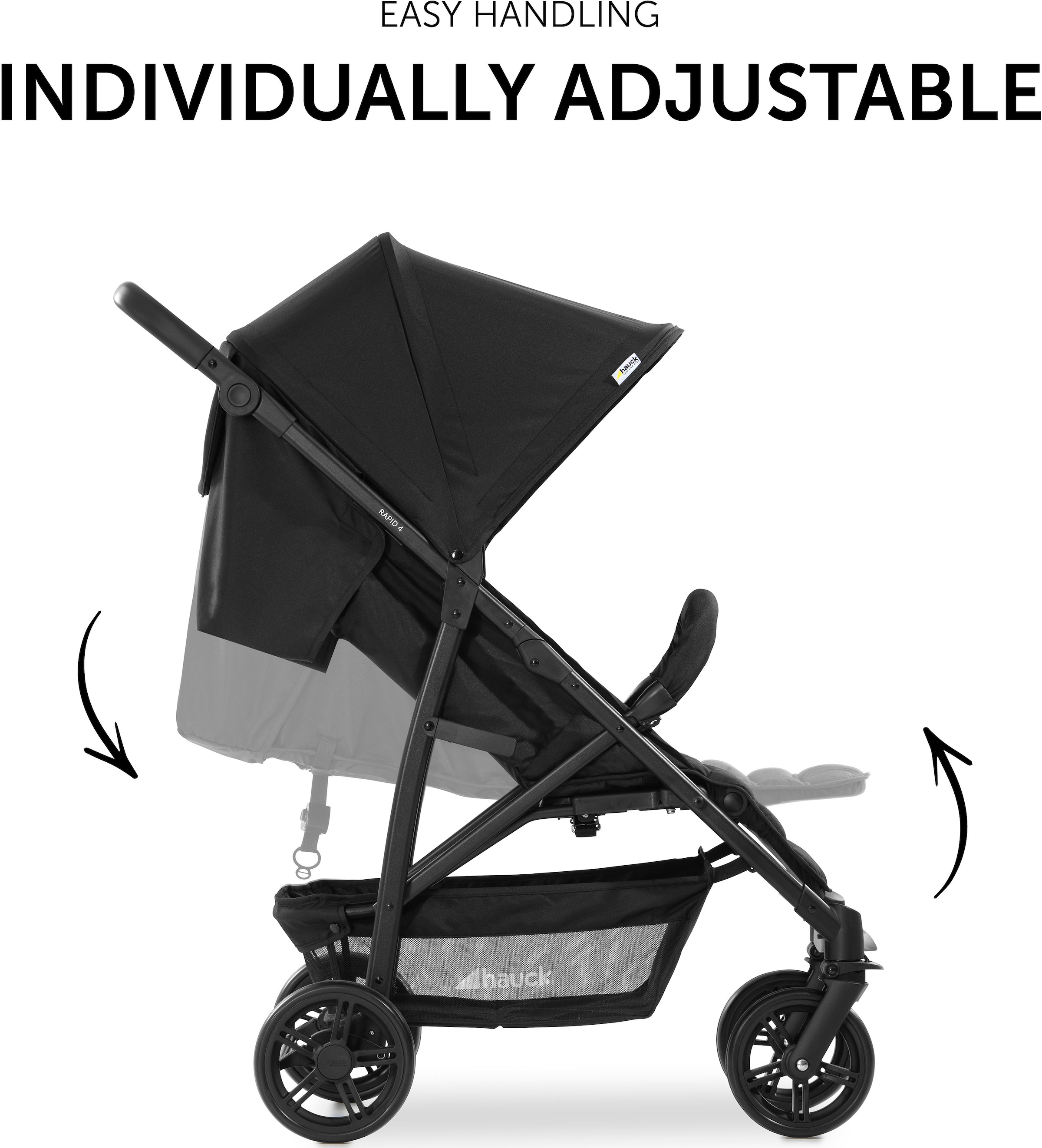 Hauck Kinder-Buggy »Rapid 4, schwarz« 25 kg mit schwenk- und feststellbaren Vorderrädern