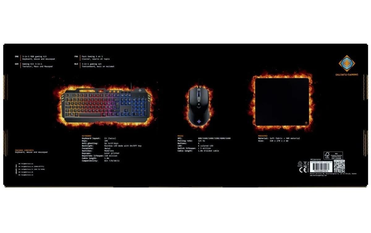DELTACO Clavier de jeu »Set GAM-113 V2 3-in-1 RGB« ()