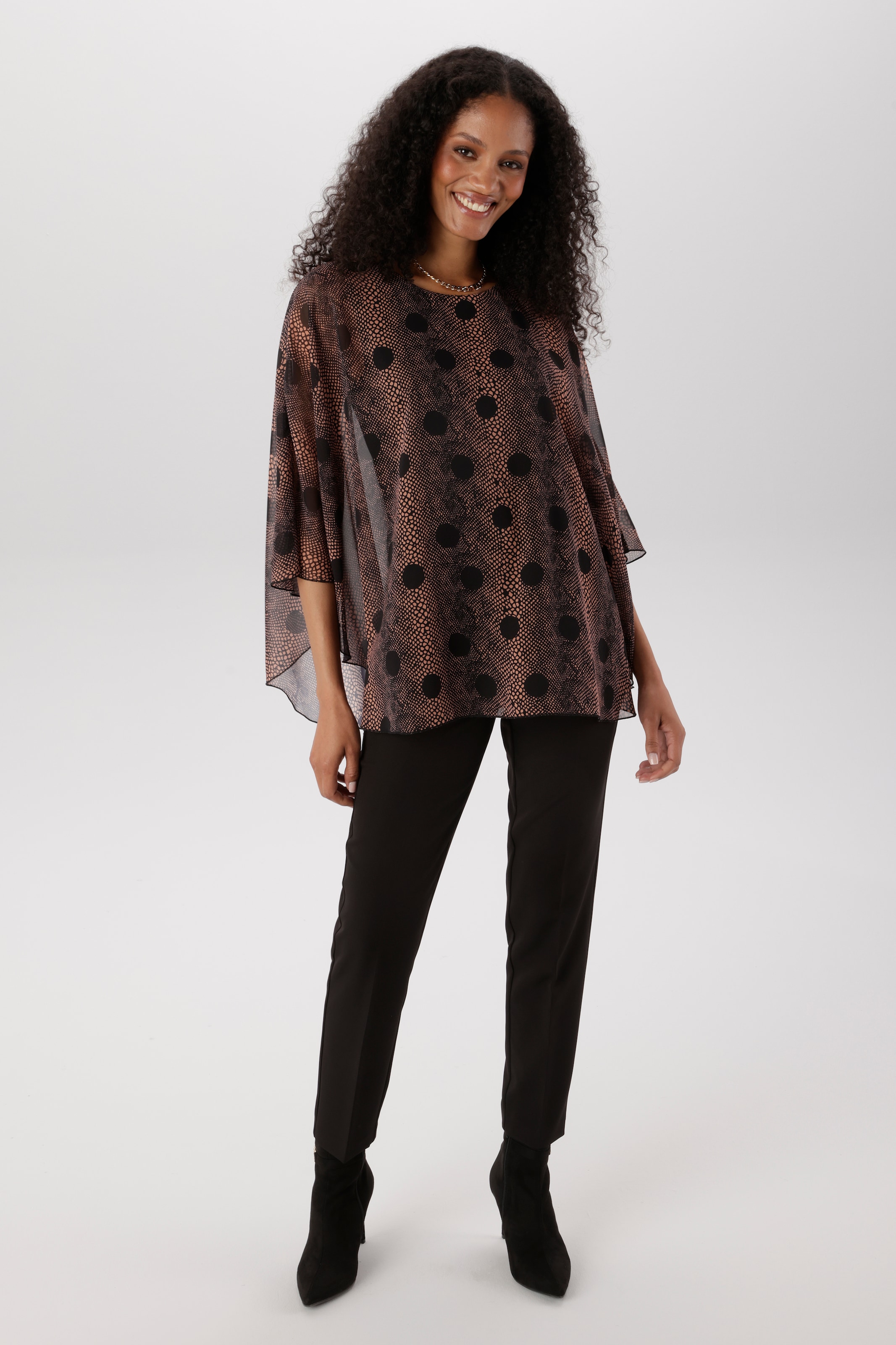 Aniston SELECTED Blouse en mousseline en look superposé à la mode et imprimé animalier - NOUVELLE COLLECTION